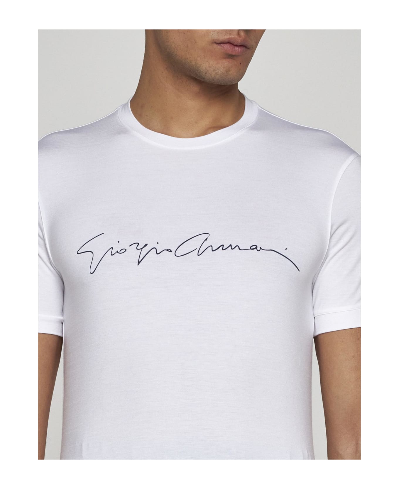 Giorgio Armani Logo Viscose T-shirt - WHITE