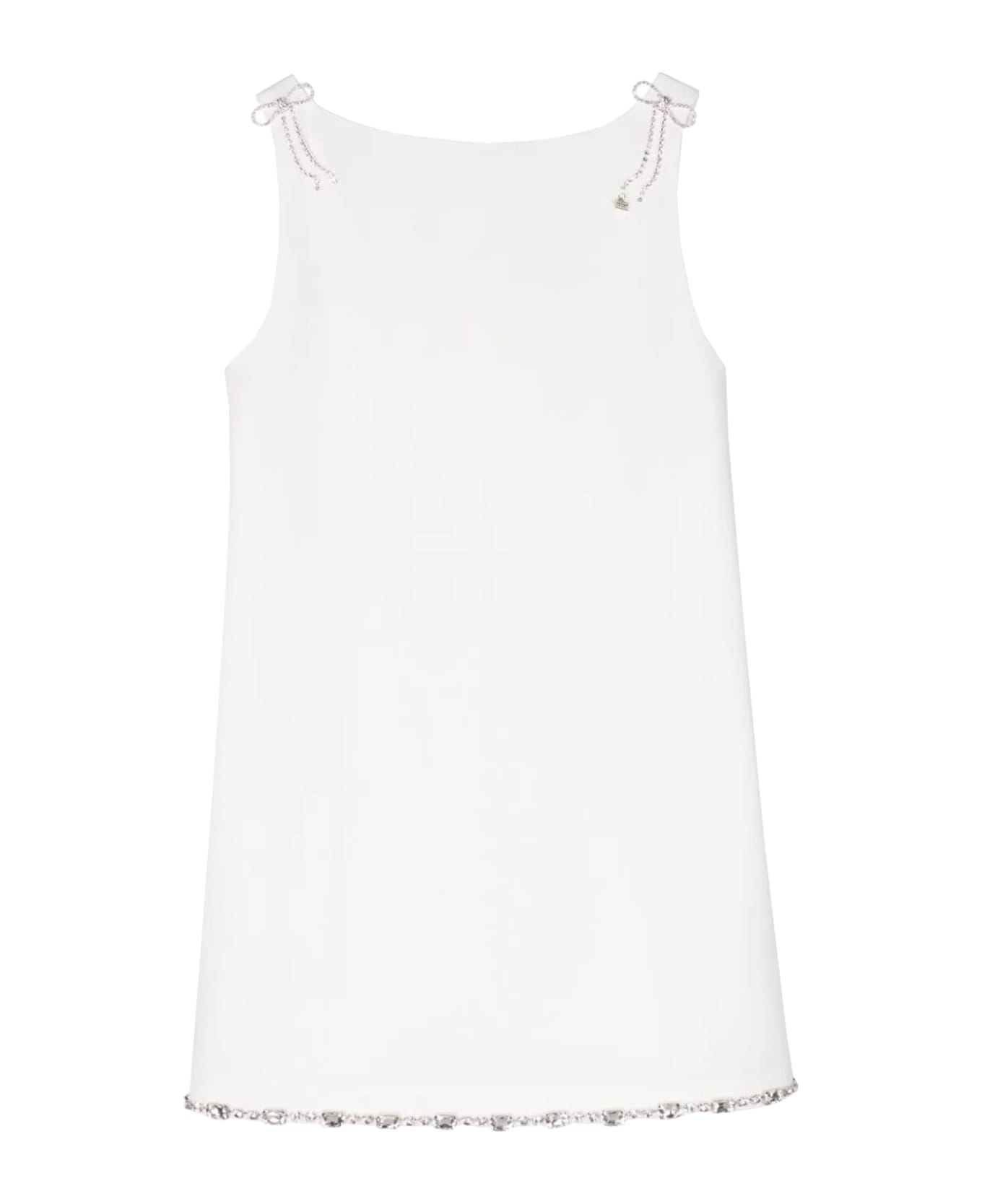Elisabetta Franchi Dress With Rhinestone - White