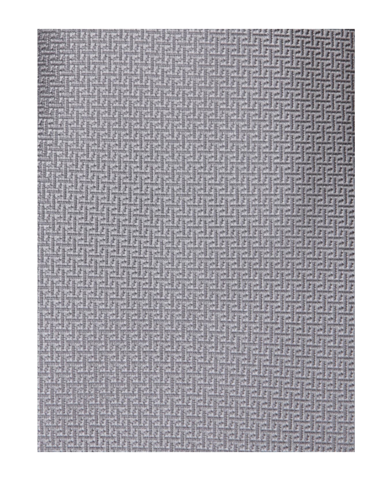 Canali Micropattern Pearl Grey Tie - Grey ネクタイ