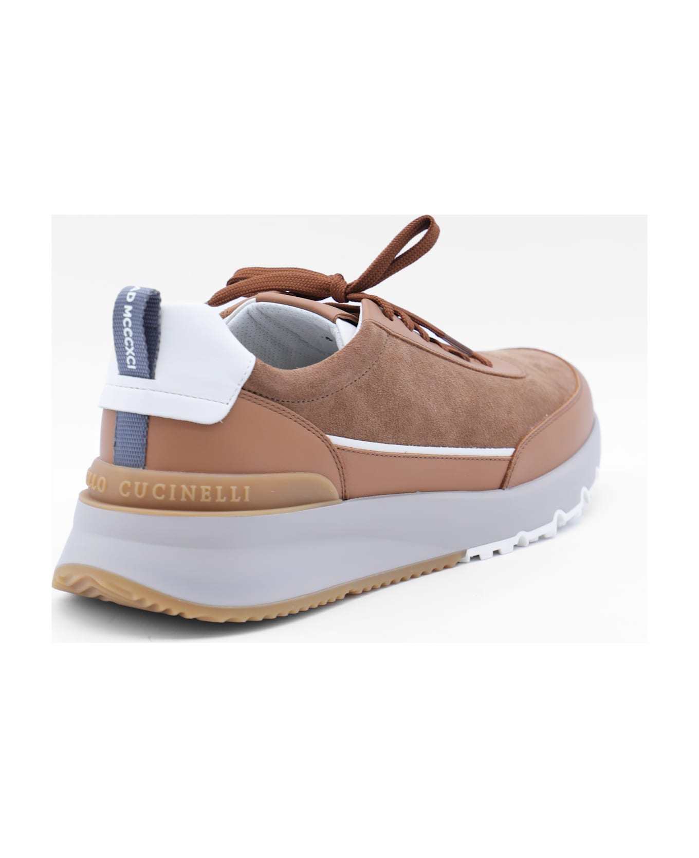 Brunello Cucinelli Brown Leather Sneakers - NUT