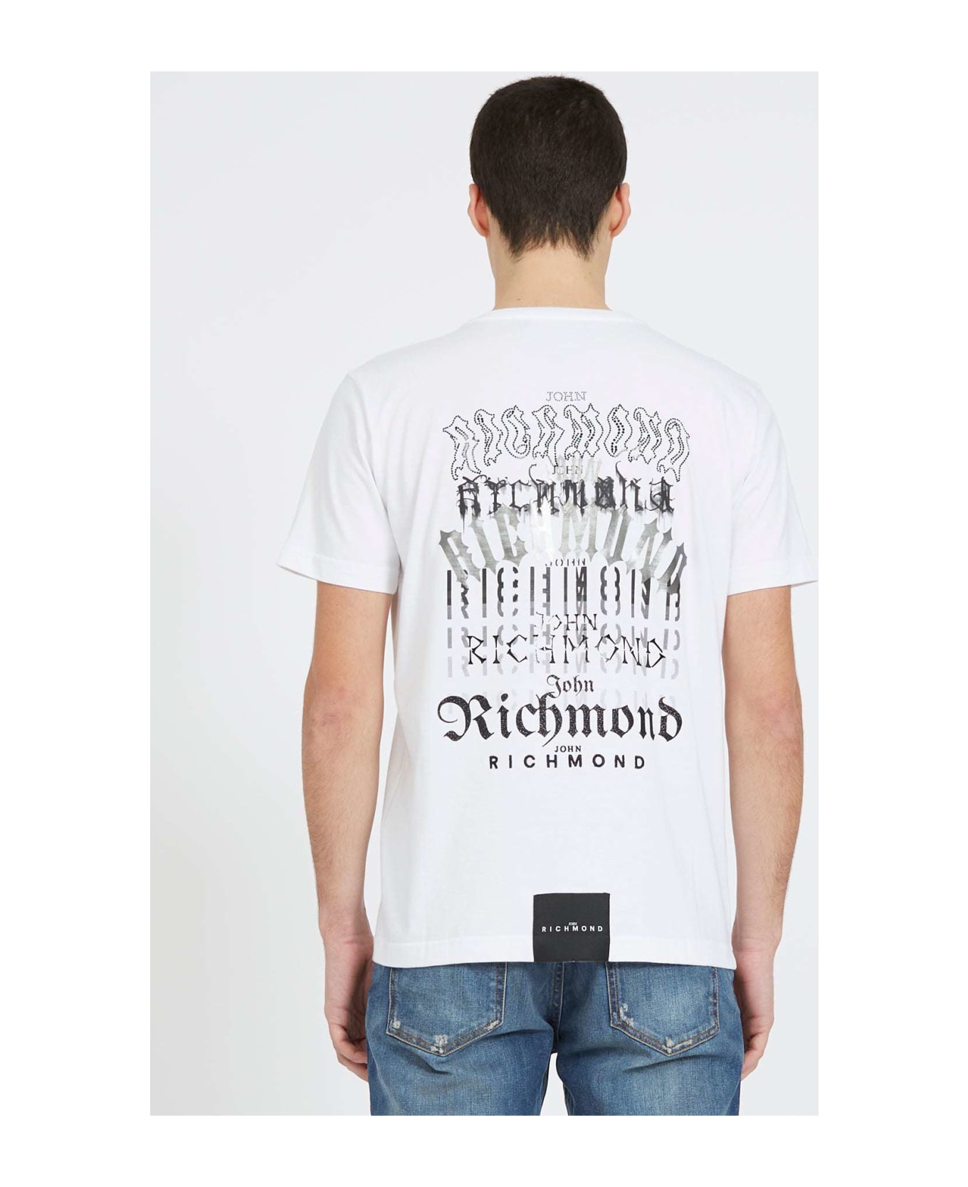 John Richmond T-shirt With Graphics On The Back - Bianco
