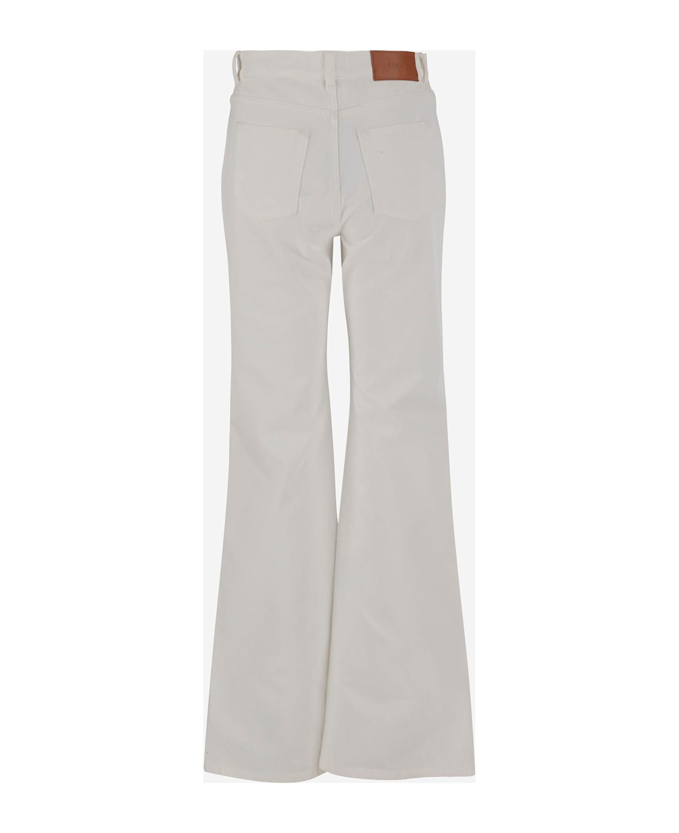 Chloé High Waist Cotton Flare Jeans - White