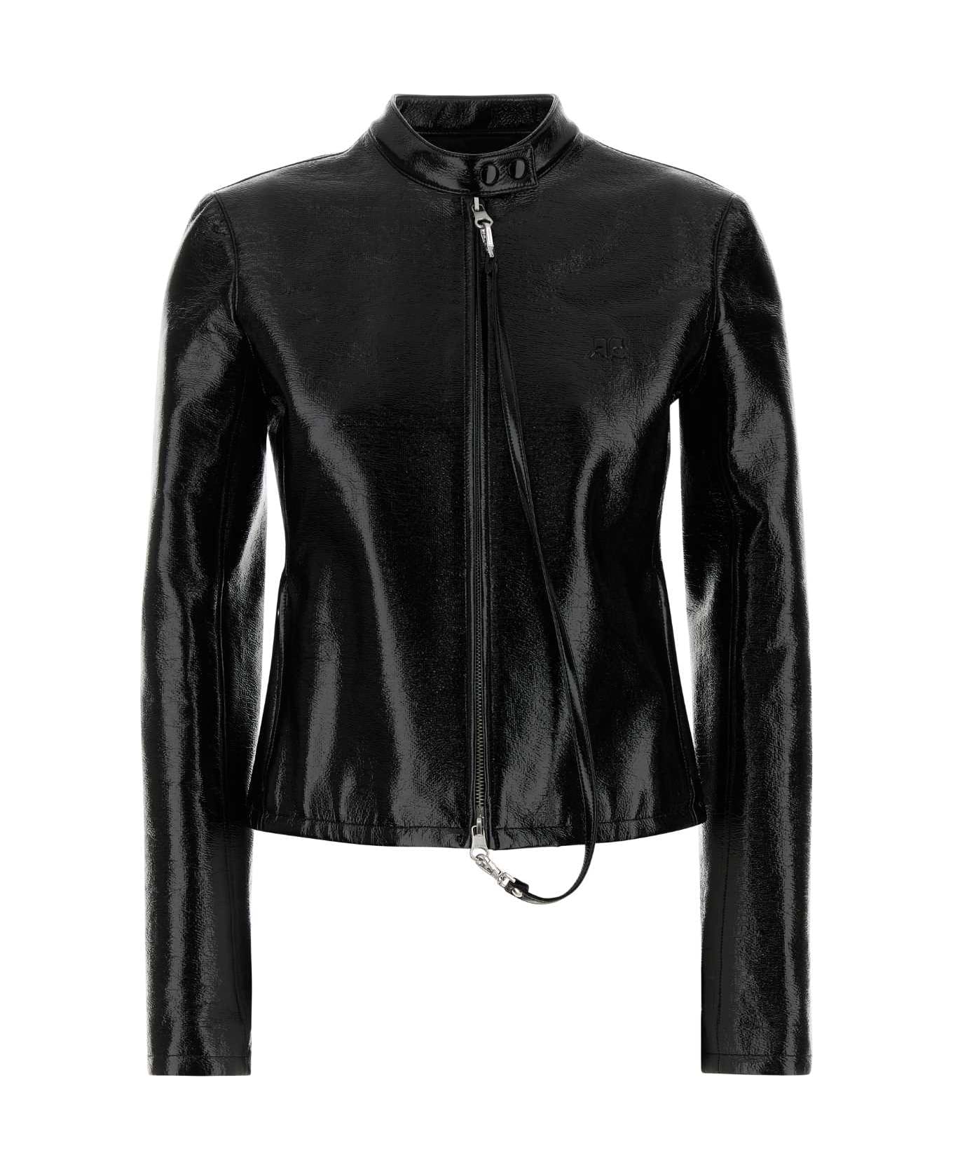 Courrèges Black Stretch Vynil Jacket - Black
