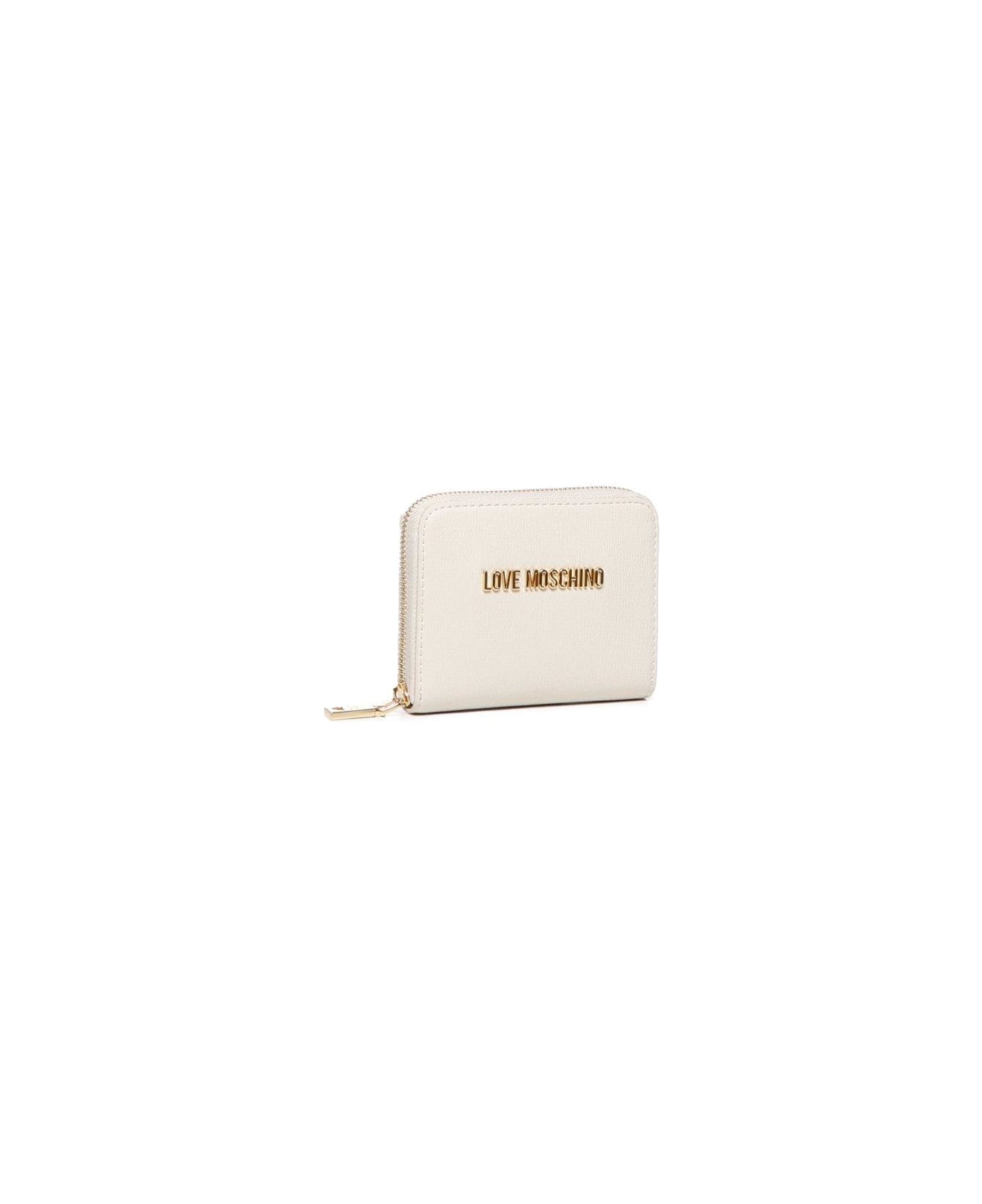 Love Moschino Logo Lettering Zip Around Wallet - Ivory