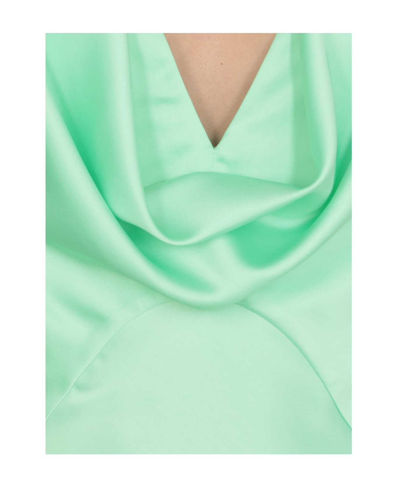 Pinko Draped Maxi Dress In Satin - Green