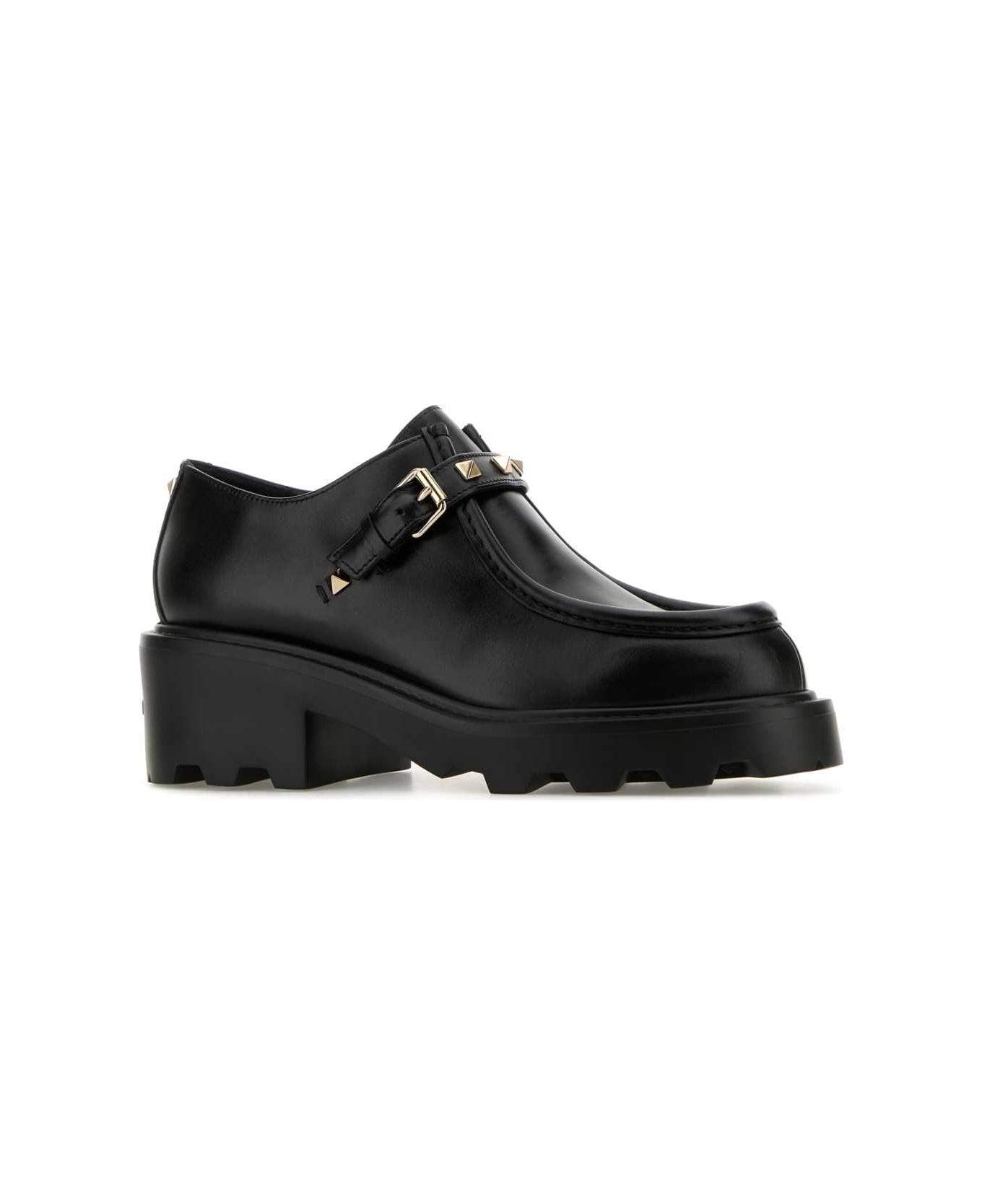 Valentino Garavani Black Leather Monk Strap Shoes - NERO