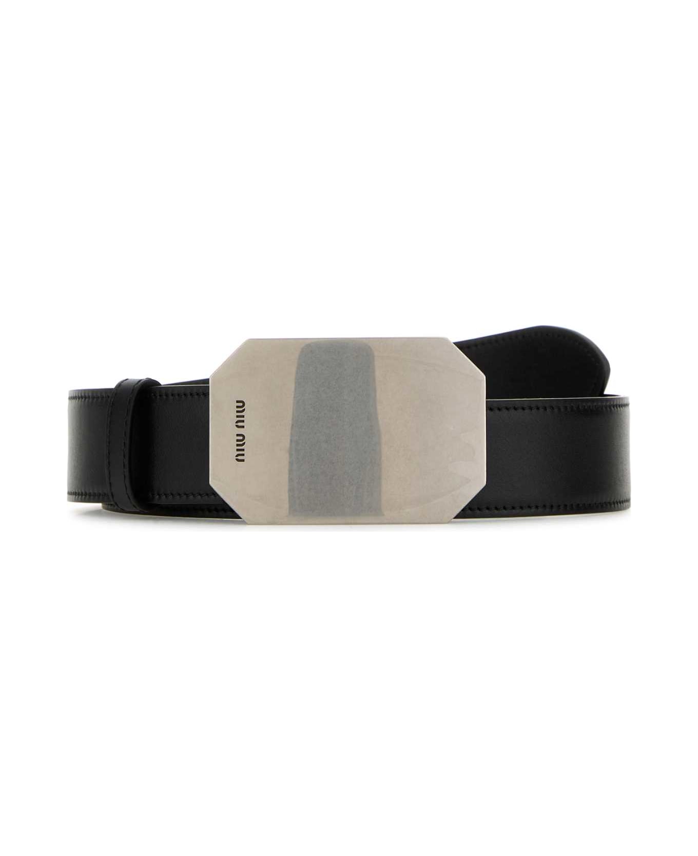 Miu Miu Black Leather Belt - NERO