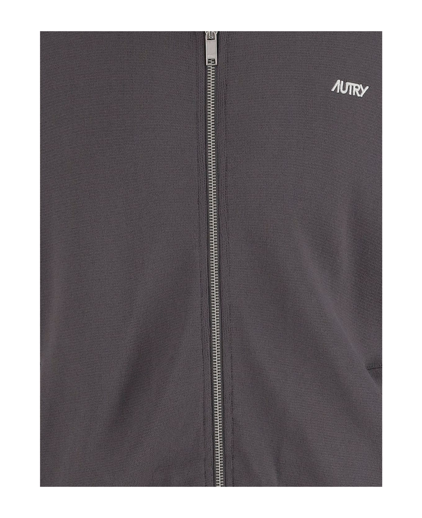 Autry Viscose Blend Jacket With Logo - Grey