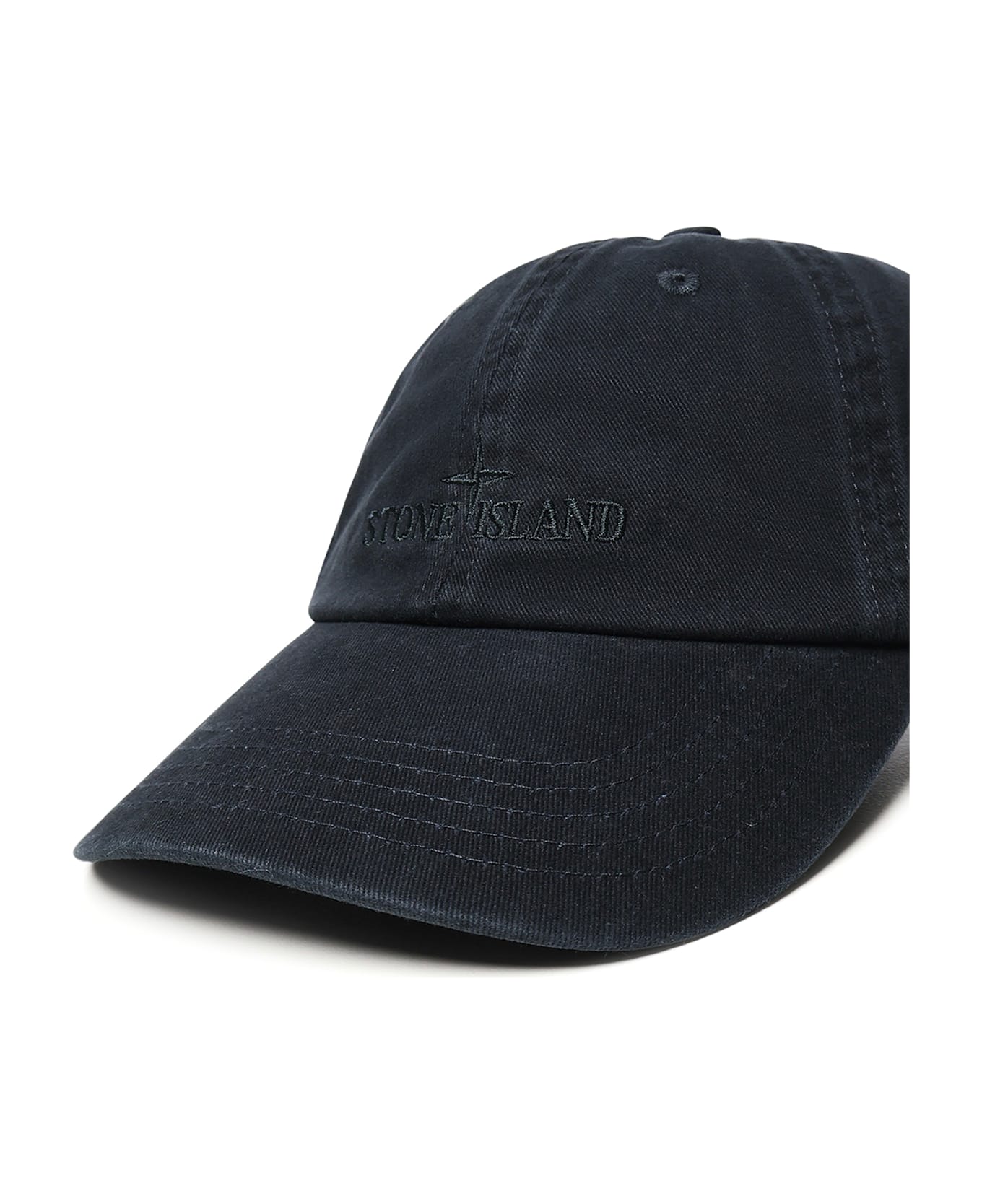 Stone Island Baseball Hat With Compass Logo - Black