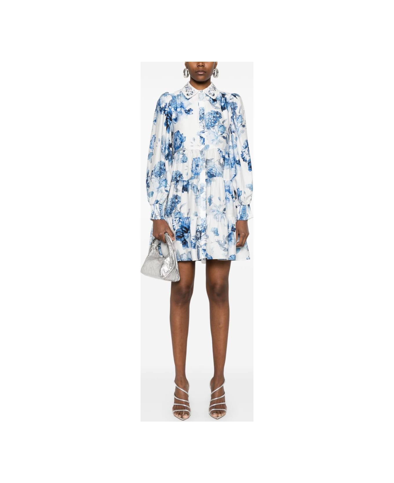 Alice + Olivia Junia Printed Mini Dress - Clear Blue