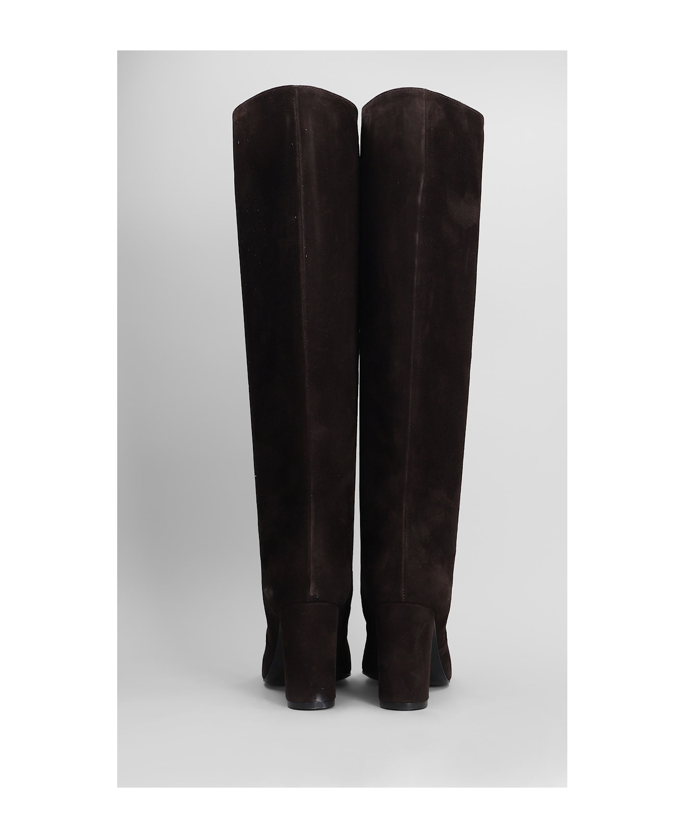 Via Roma 15 High Heels Boots In Dark Brown Suede - dark brown