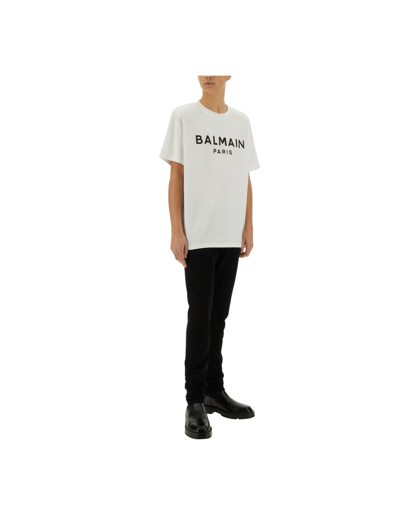 Balmain T-shirt With Logo - Gab Blanc Noir