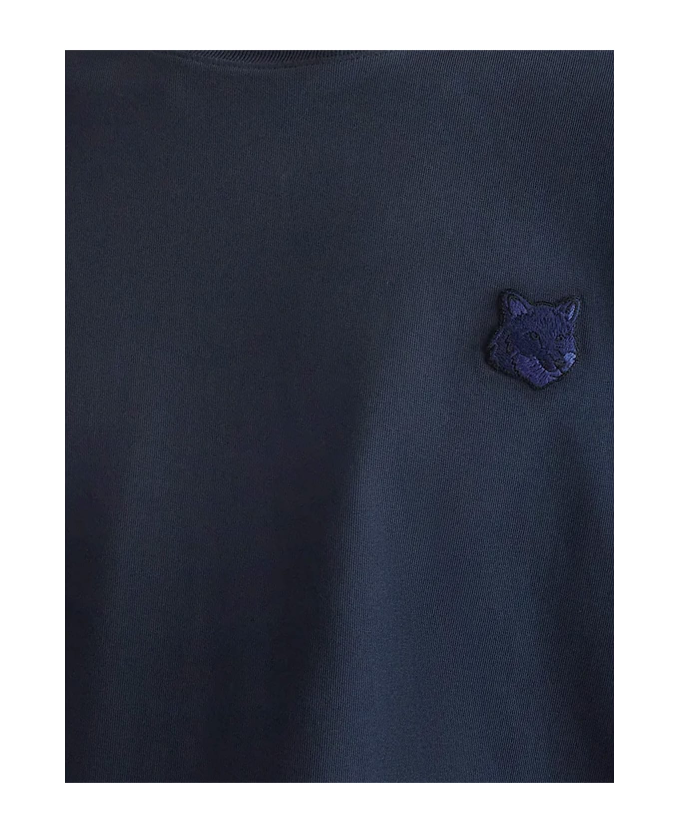 Maison Kitsuné Cotton T-shirt With Iconic Logo Patch - Blue