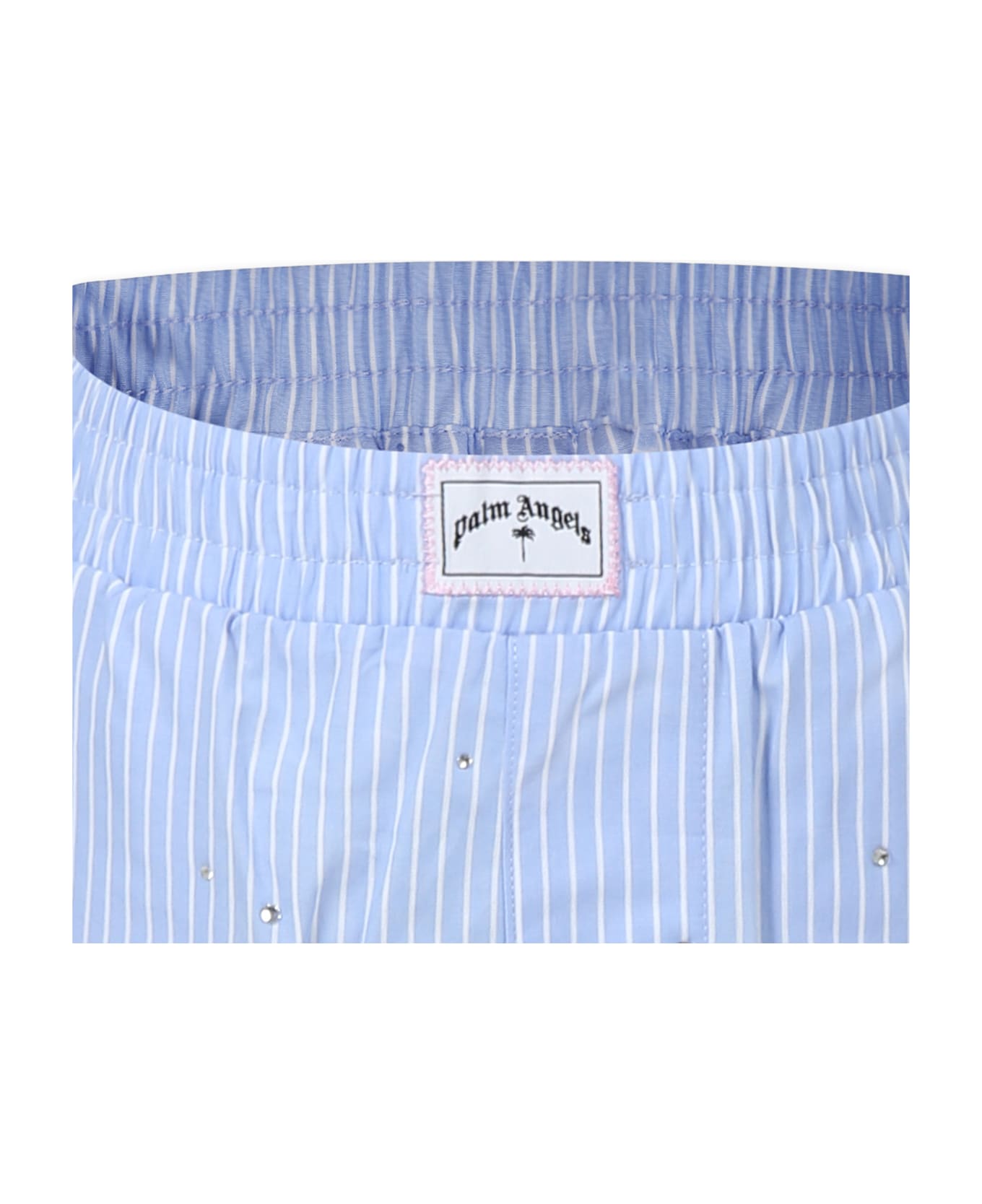 Palm Angels Light Blue Skirt For Girl With Logo - Light Blue