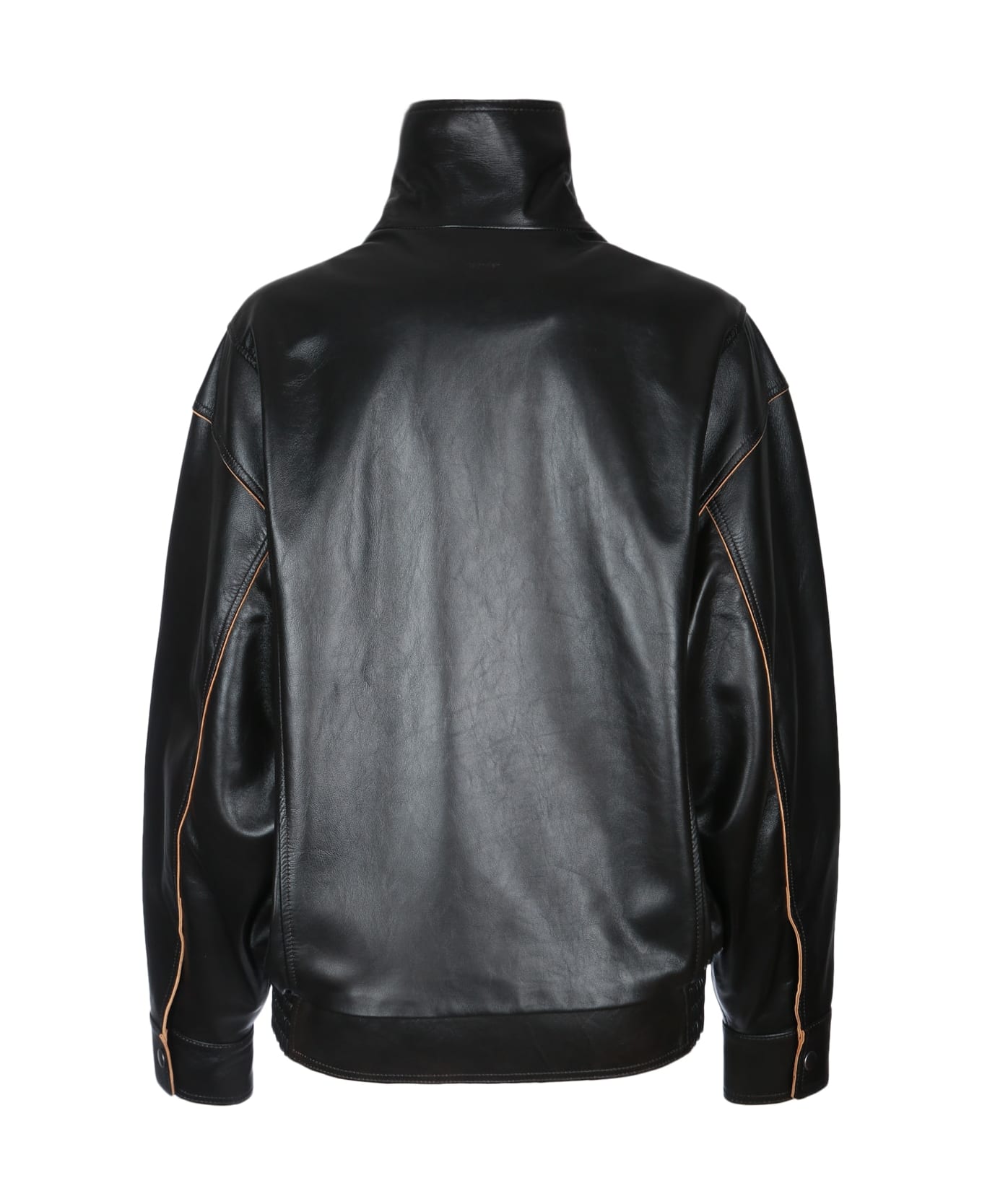 Calvin Klein Contrast Lamb Leather Paneled Bo - BLACK
