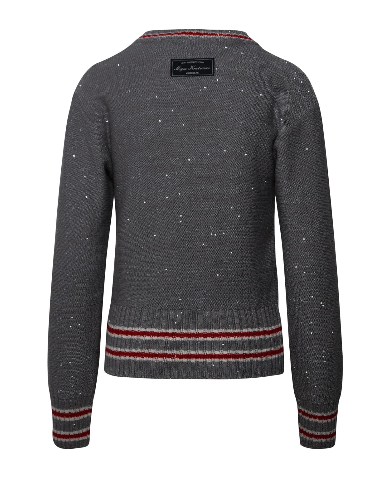 MSGM Grey Wool Blend Varsity Sweater - Grey
