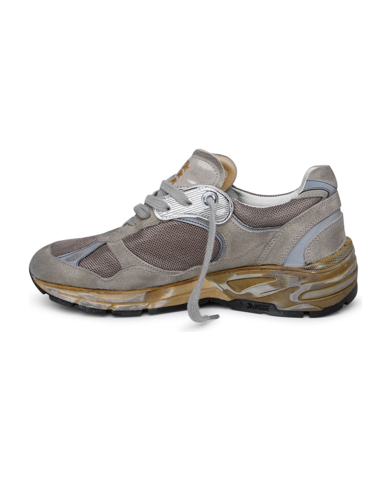 Golden Goose Gray Leather Blend Running Sneakers - Beige