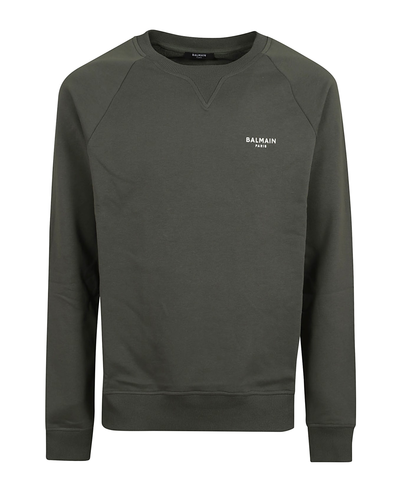 Balmain Army Green Cotton Sweatshirt - Ukc Kaki Clair Naturel