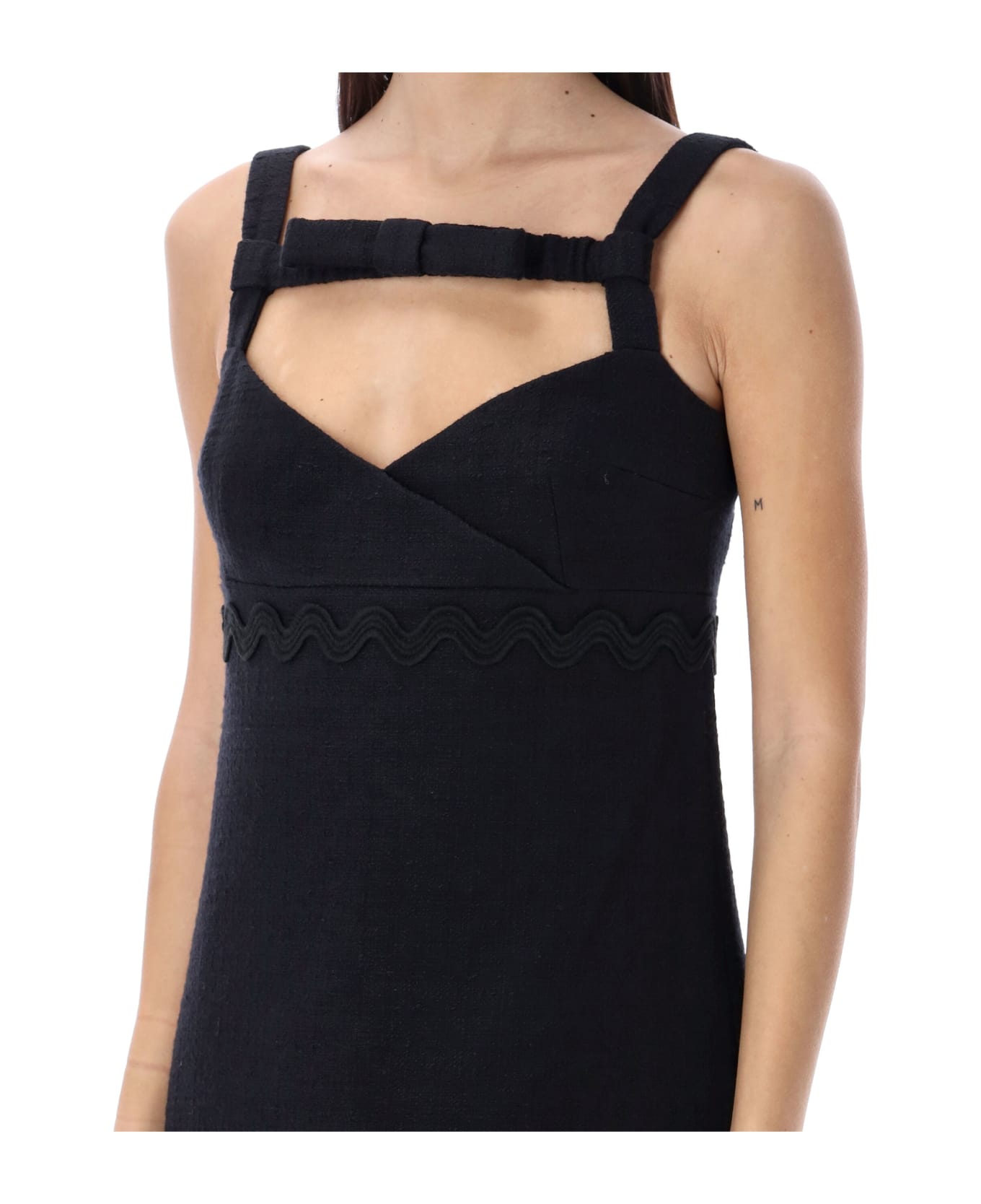 Patou Bow Mini Dress - BLACK