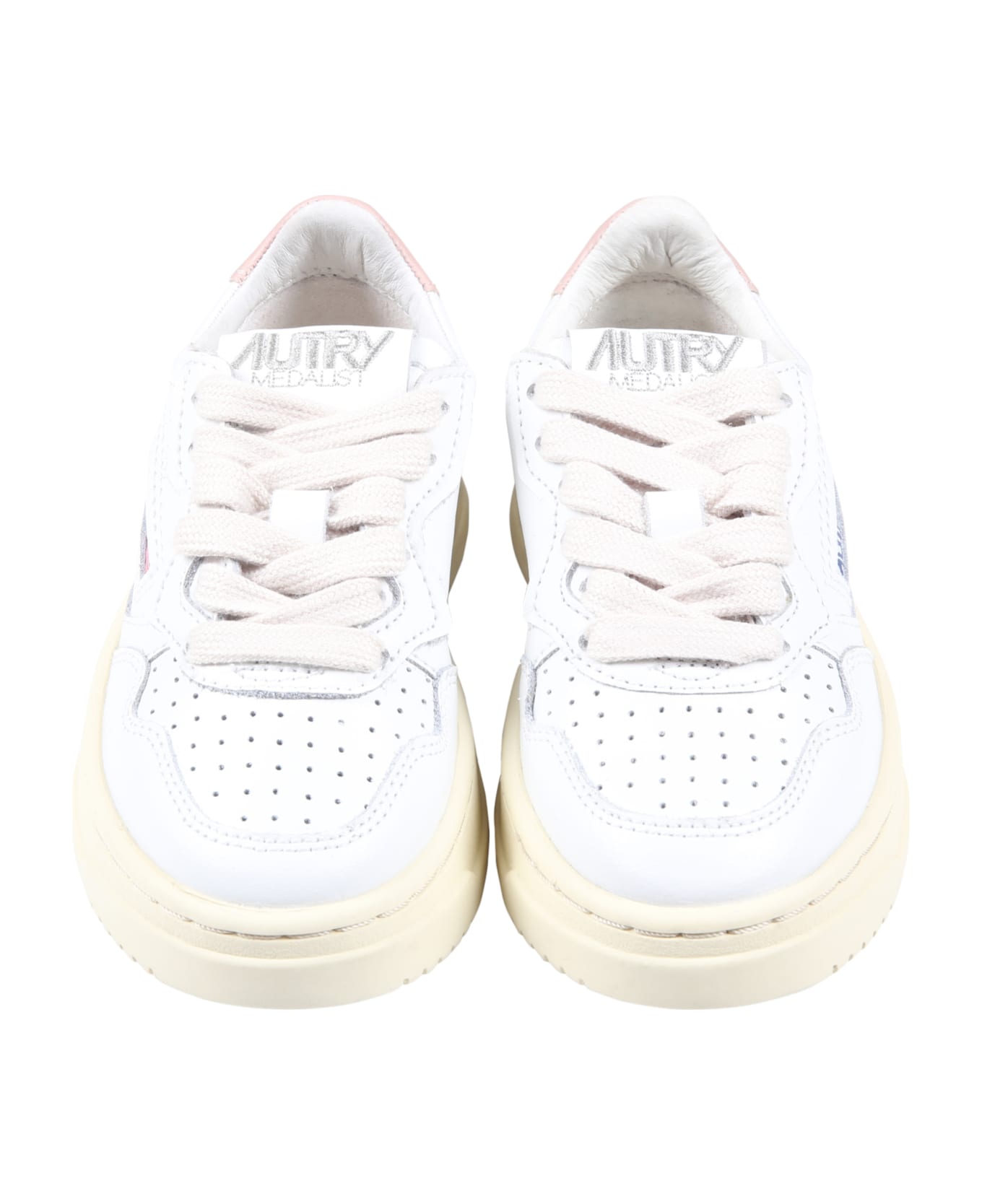 Autry White Sneakers For Kids With Pink Deatils - White シューズ