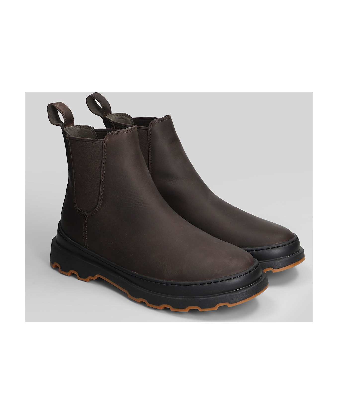 Camper Brutus Ankle Boots In Brown Leather - brown