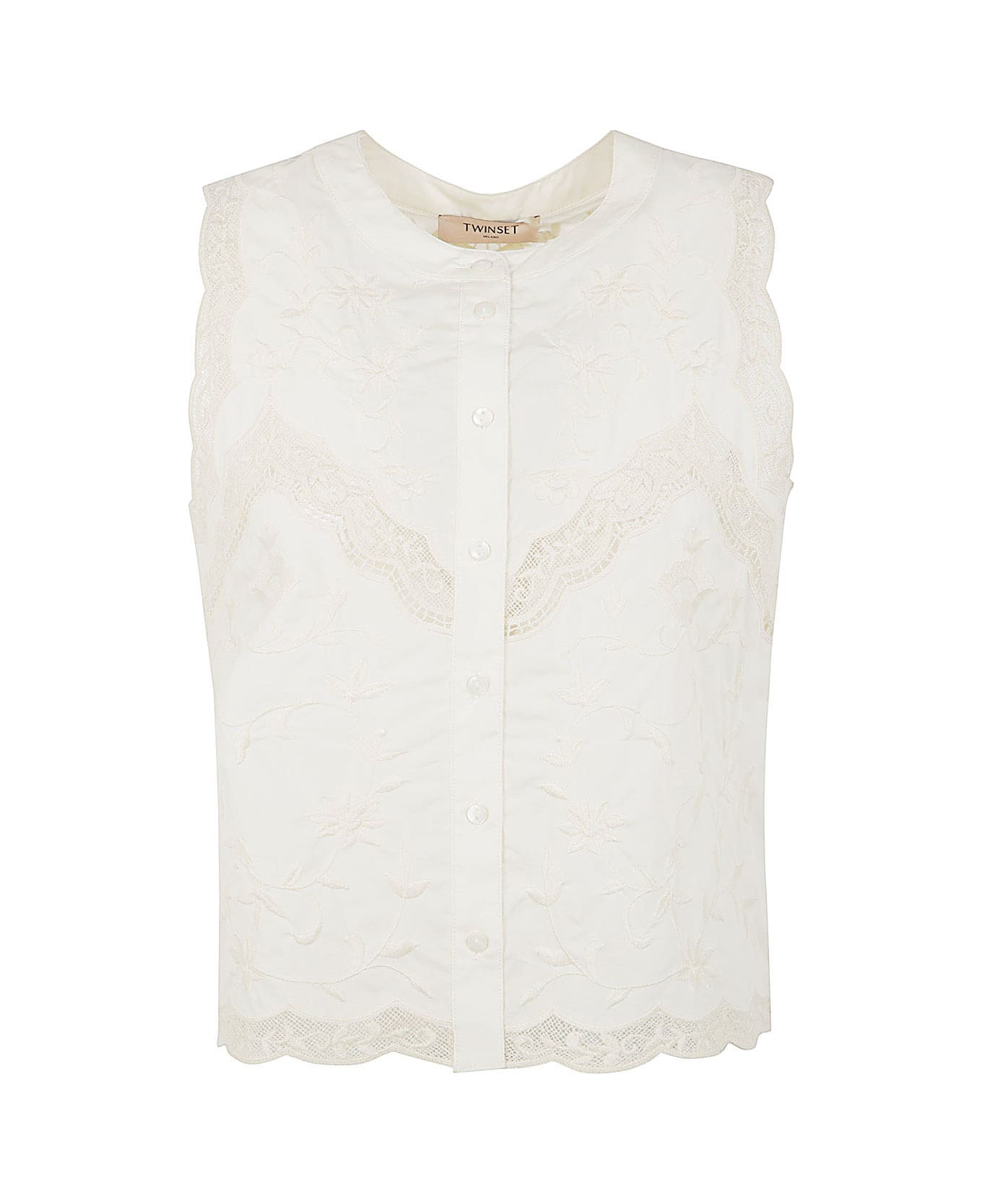 TwinSet Embroidered Sleeveless Shirt - Optic White