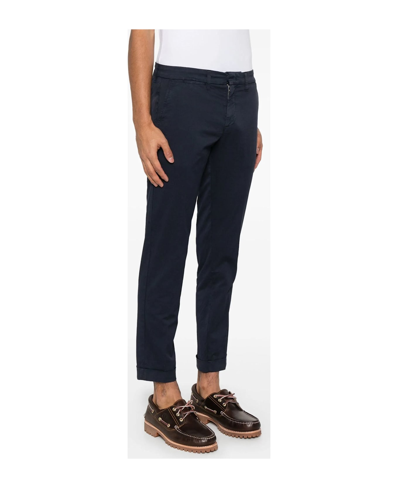 Fay Blue Cotton Blend Trousers - Blue