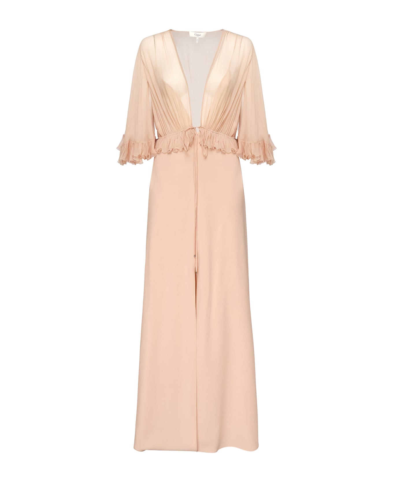 Chloé V-neck Dress In Crêpe Satin - Pink