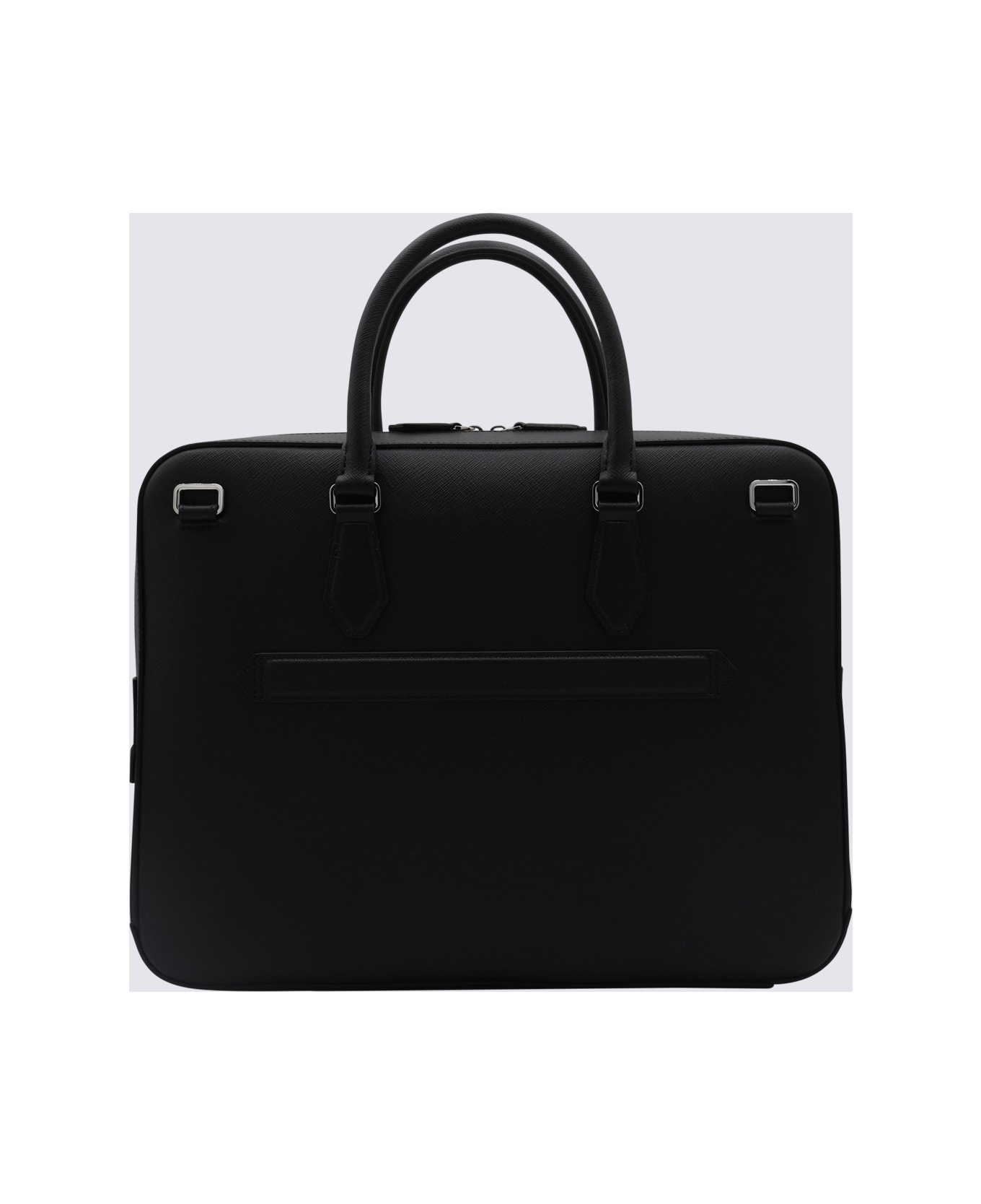 Montblanc Black Leather Top Handle Bag - Black