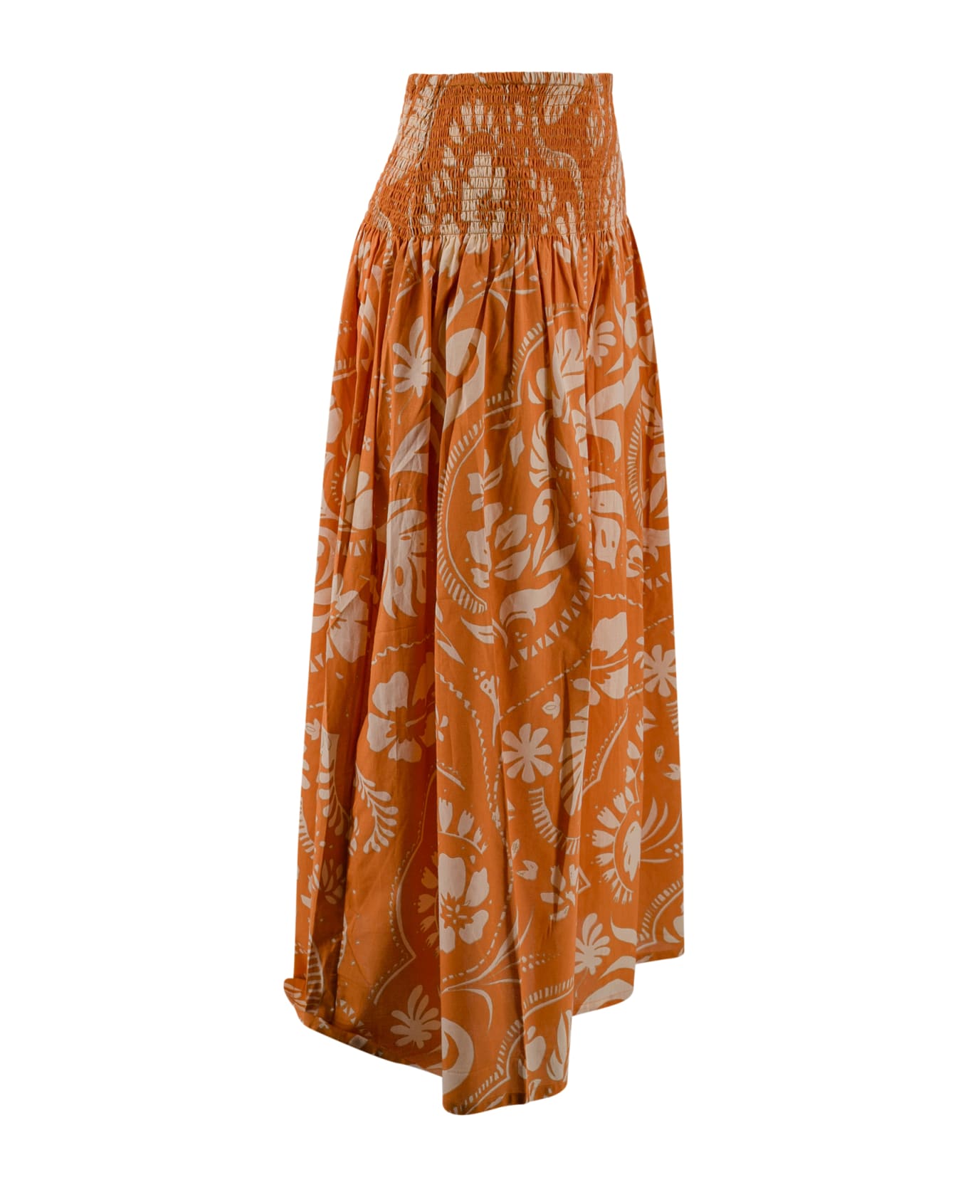 Surkana Long Skirt With Elastic Gathers At The Waist - Brown スカート