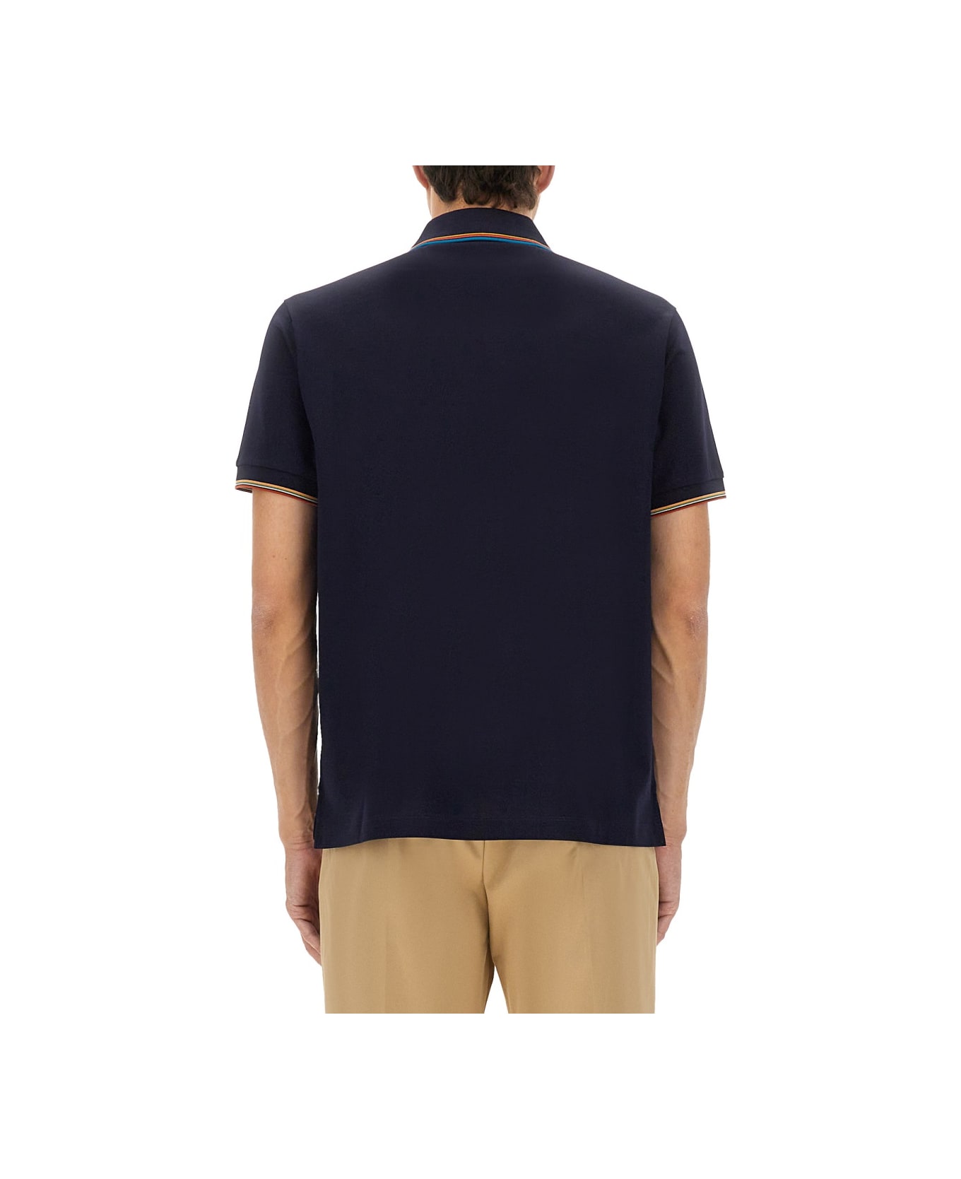 Paul Smith Cotton Polo Shirt With Zipper - BLUE