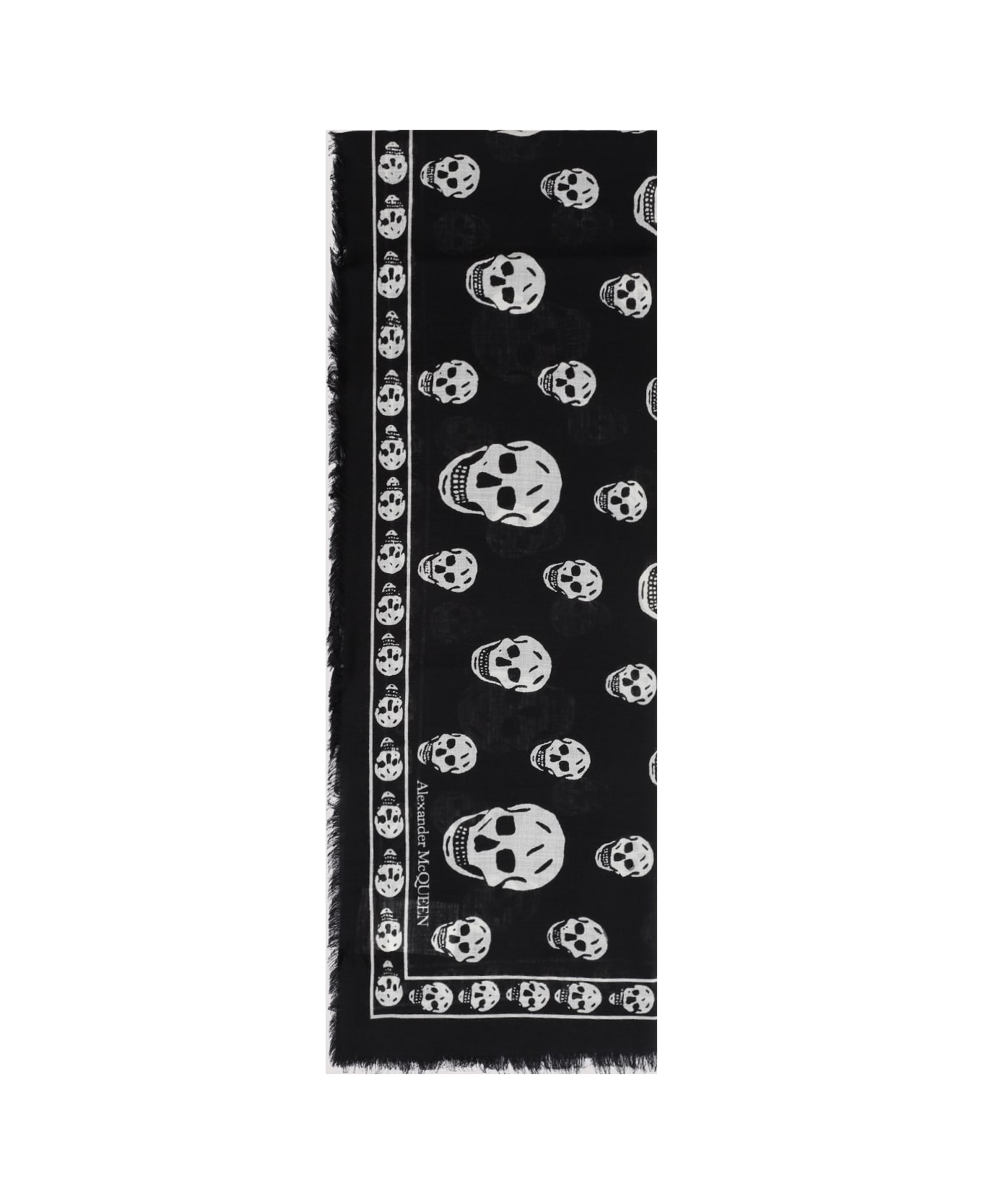 Alexander McQueen Printed Wool Scarf - Black/ivory