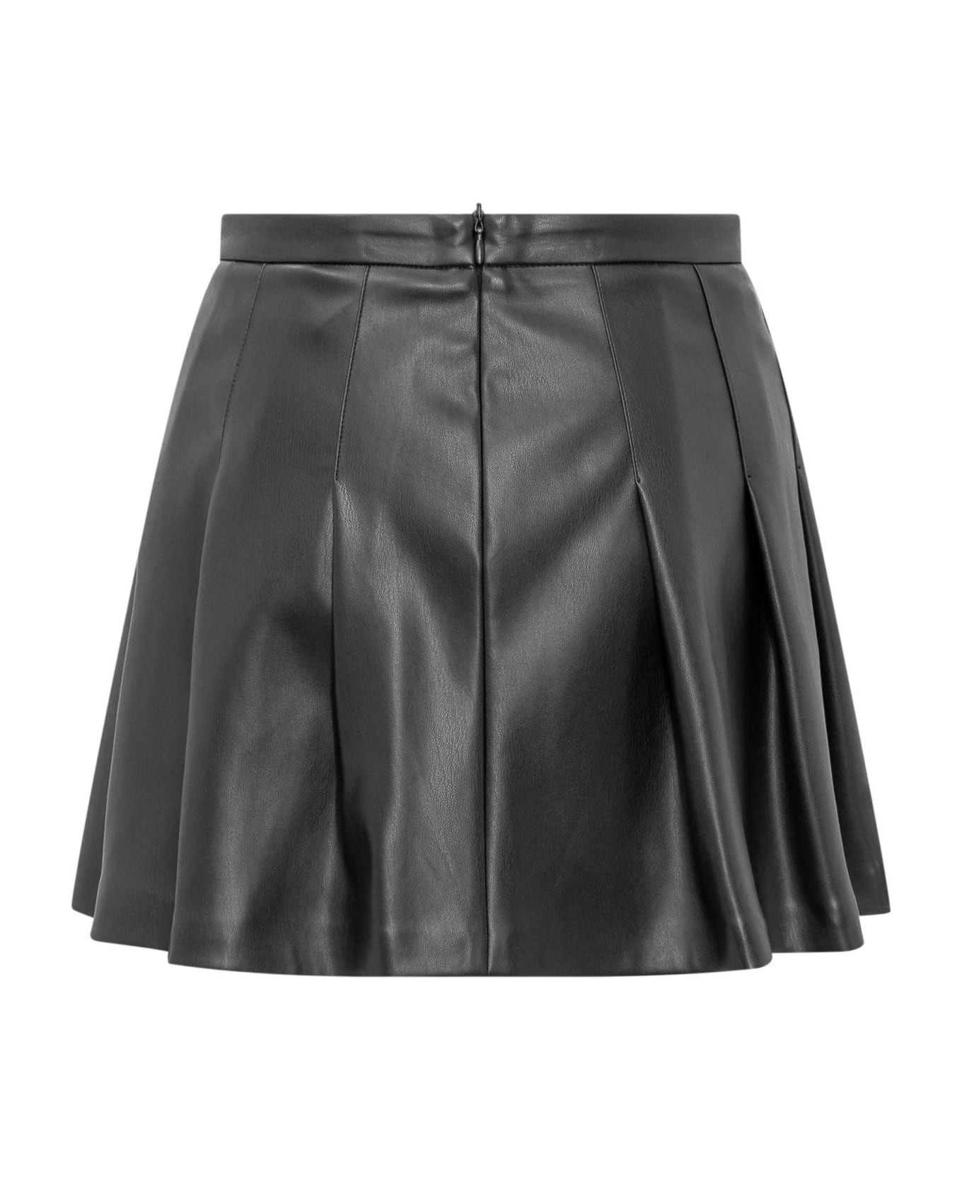SEMICOUTURE Black Faux Leather Skirt - Black