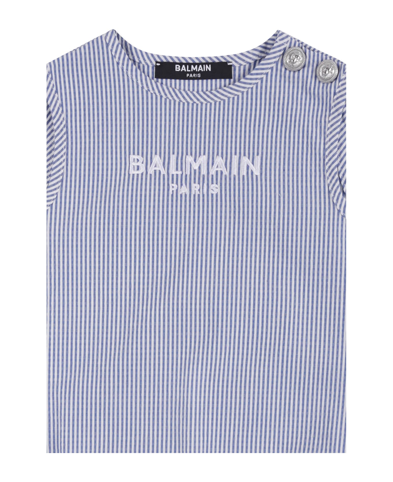 Balmain Light Blue Romper For Baby Boy With Logo - Light Blue