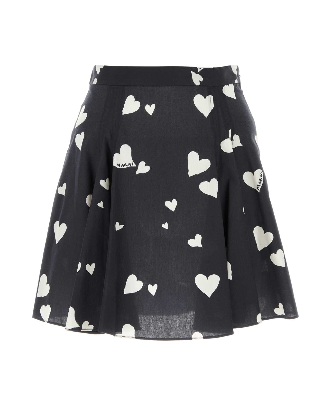 Marni Printed Cotton Mini Skirt - BLACK