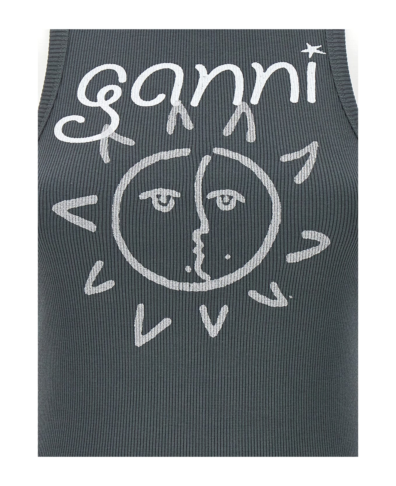Ganni Printed Tank Top - Gray