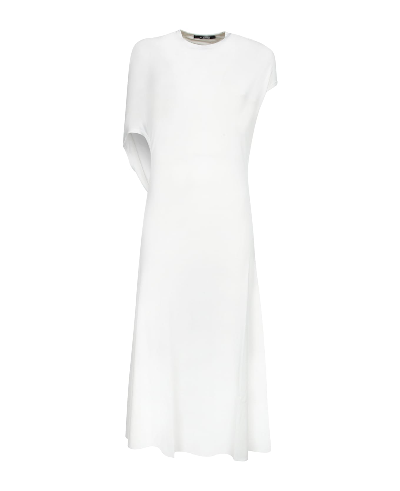 Jacquemus White Long Dress With Round Neck And Maxi Cut-out On The Rear In Viscose Blend Woman - White