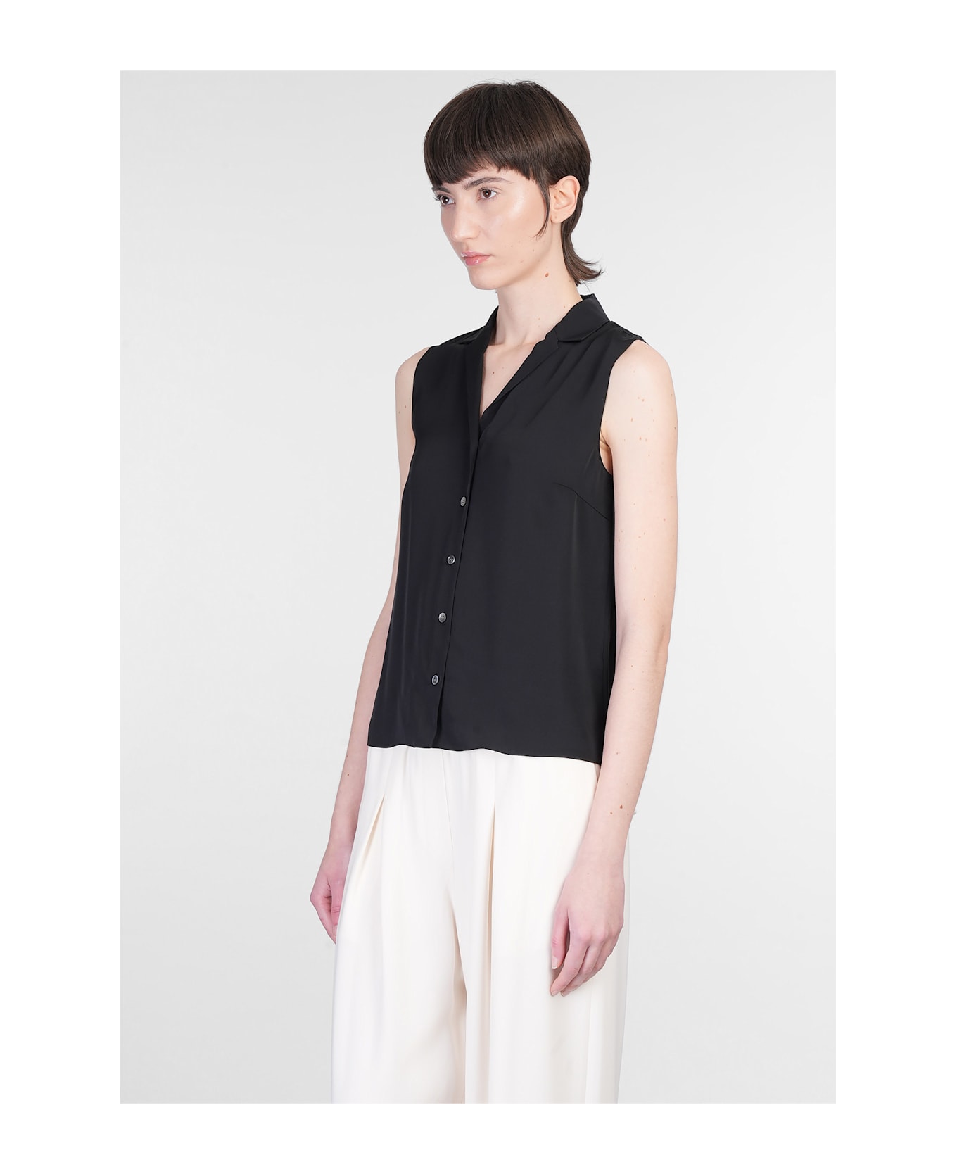 Theory Shirt In Black Silk - black