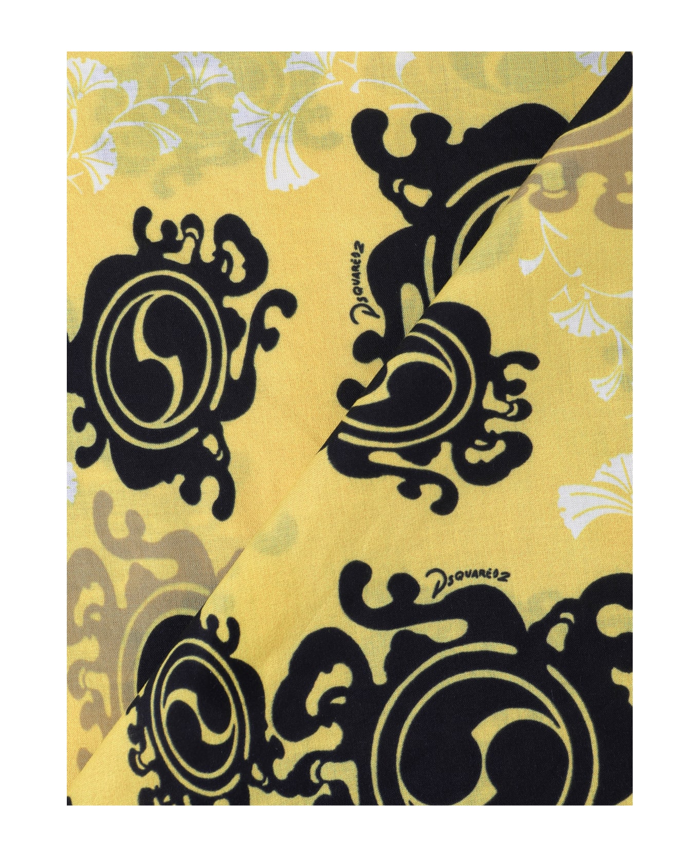 Dsquared2 Cotton Foulard - Yellow, black スカーフ