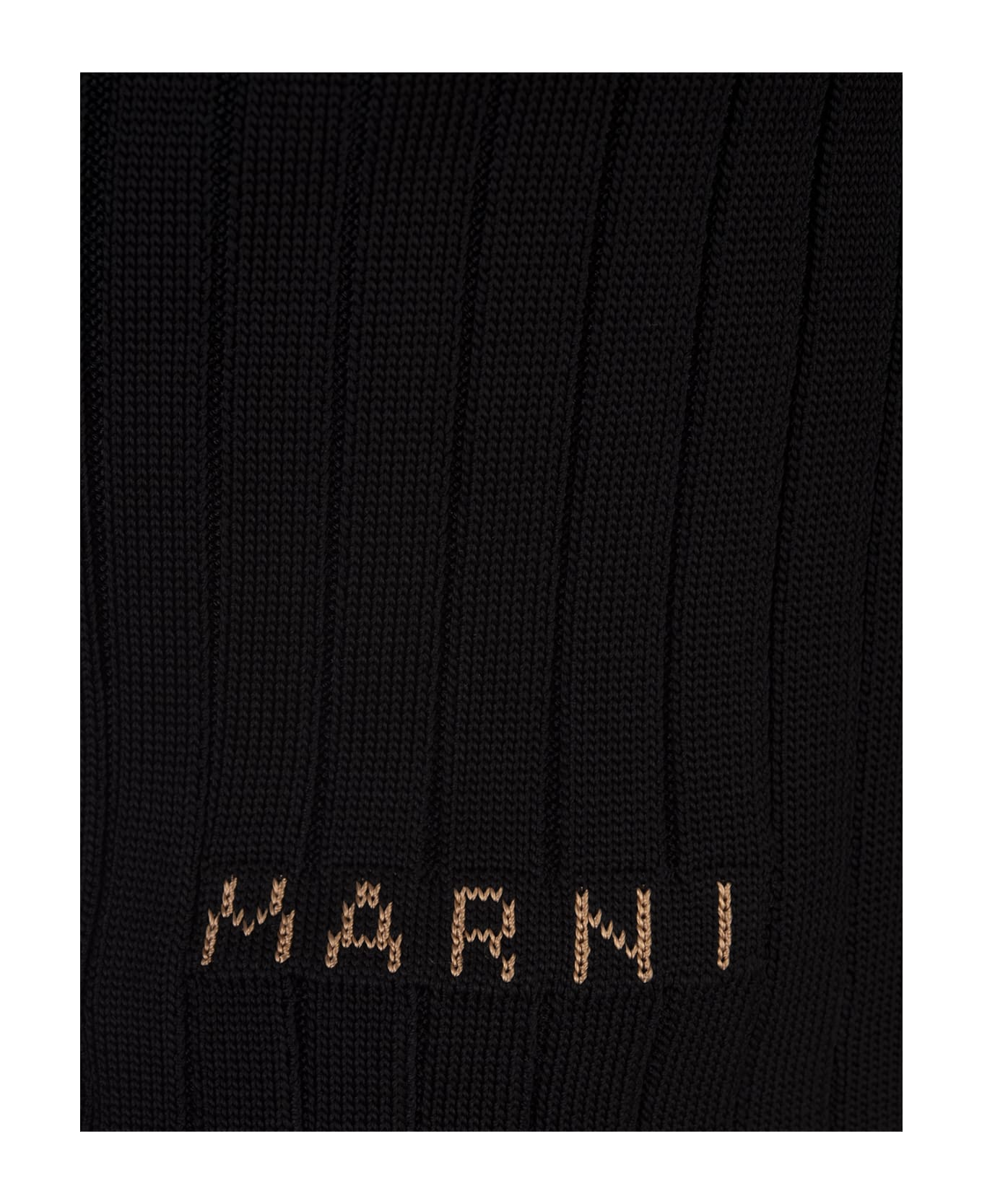 Marni Black Ribbed Knit Short Cardigan - Black