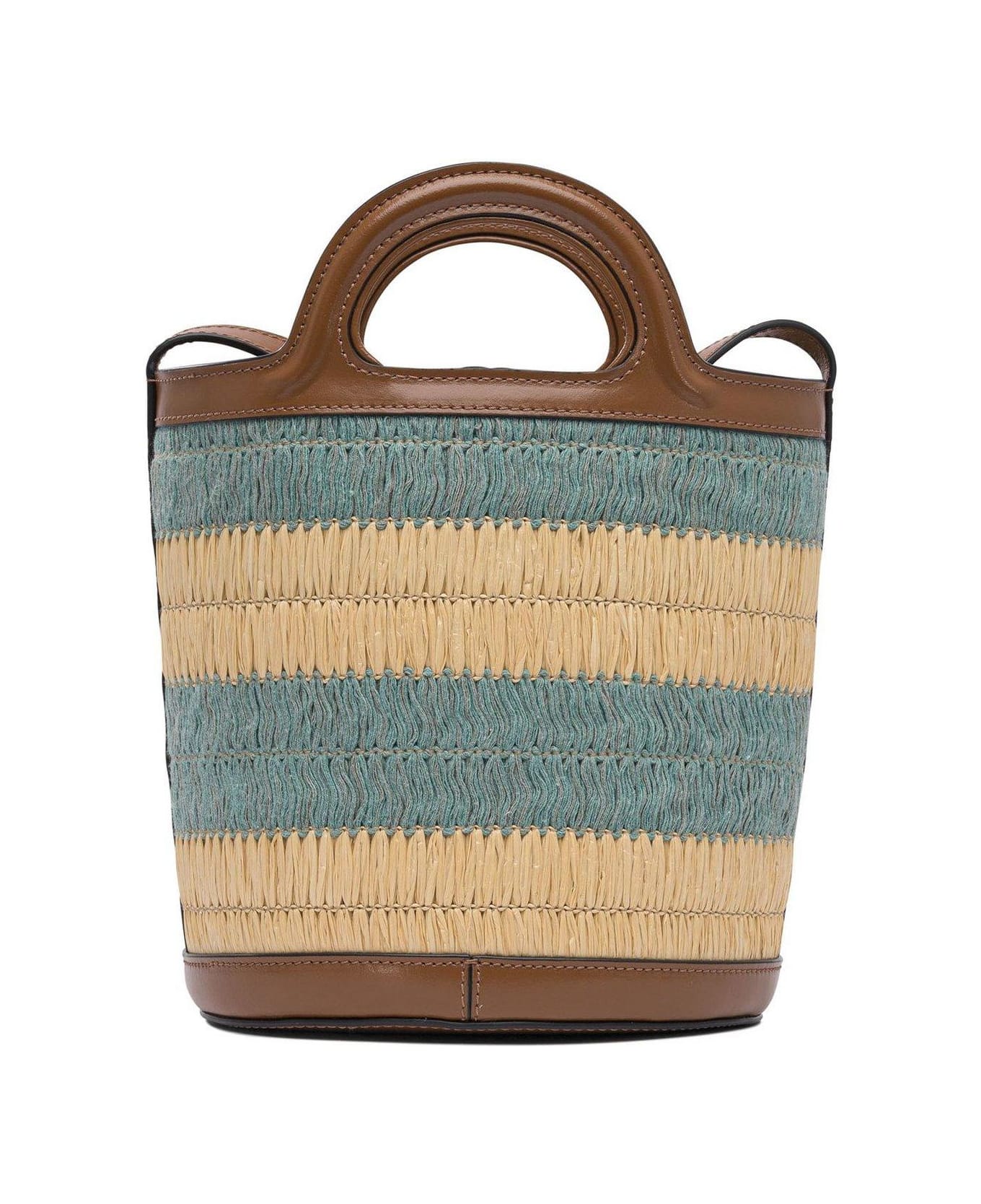 Marni Logo Detailed Striped Woven Bucket Bag - Multicolore
