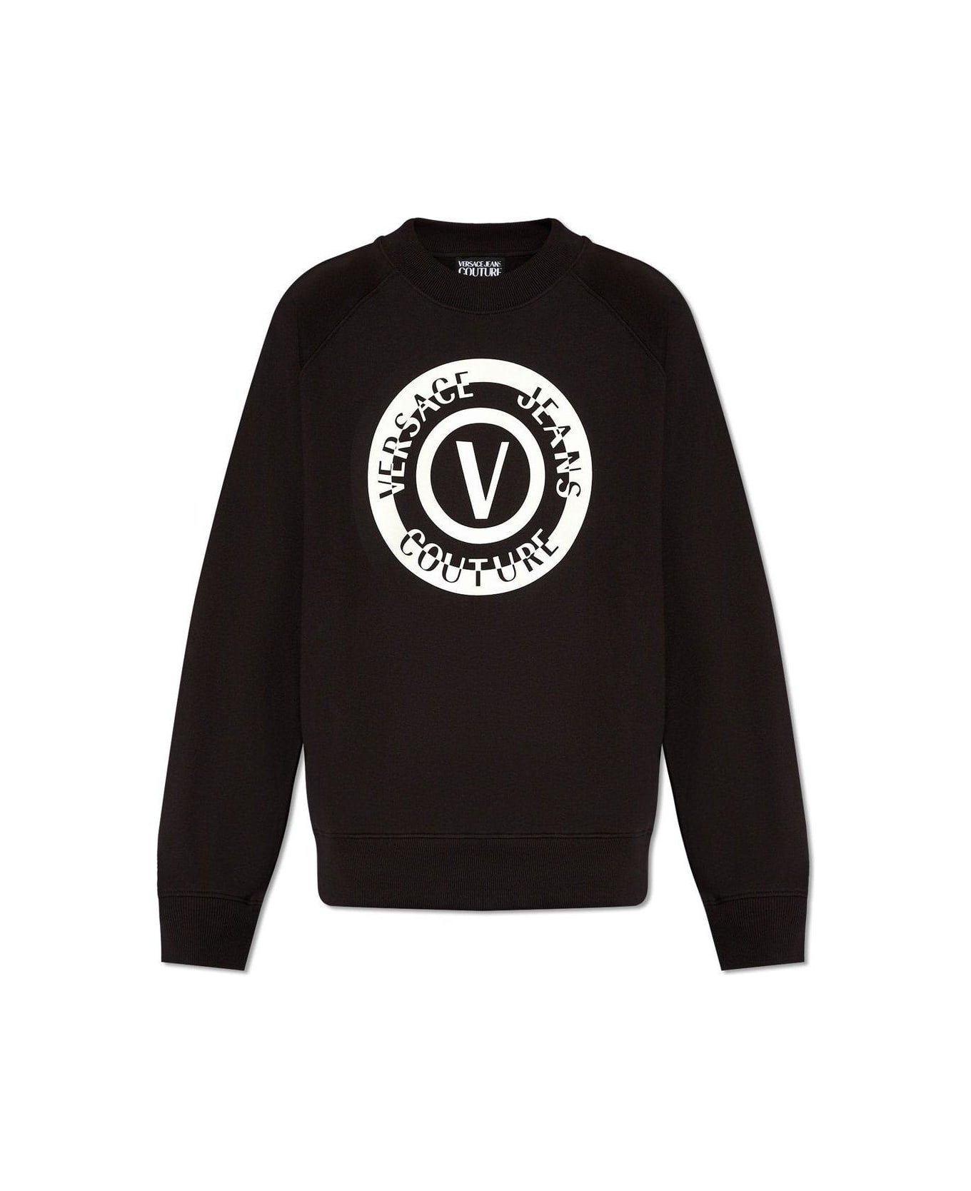 Versace Jeans Couture Logo Printed Oversized Sweatshirt - BLACK フリース