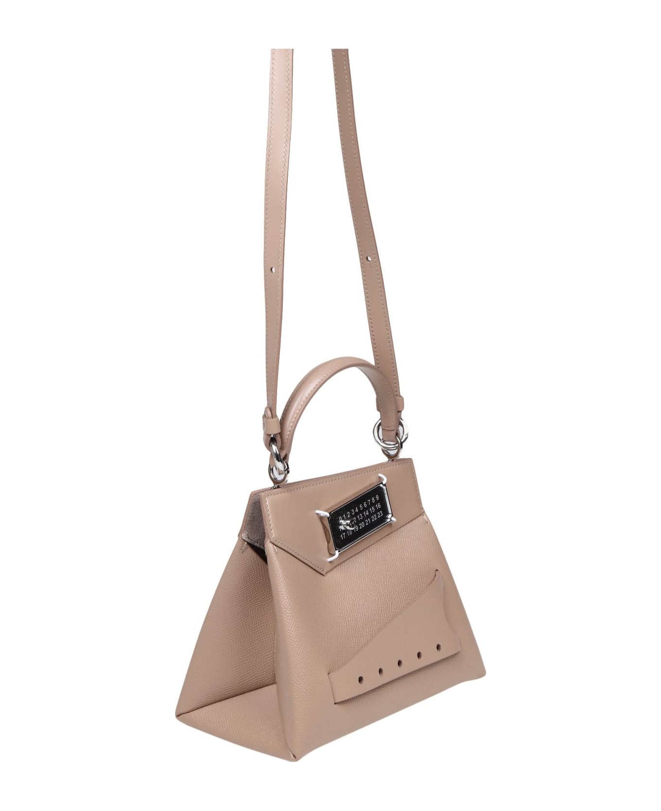 Maison Margiela Small Snatched Handbag In Beige Leather - BEIGE