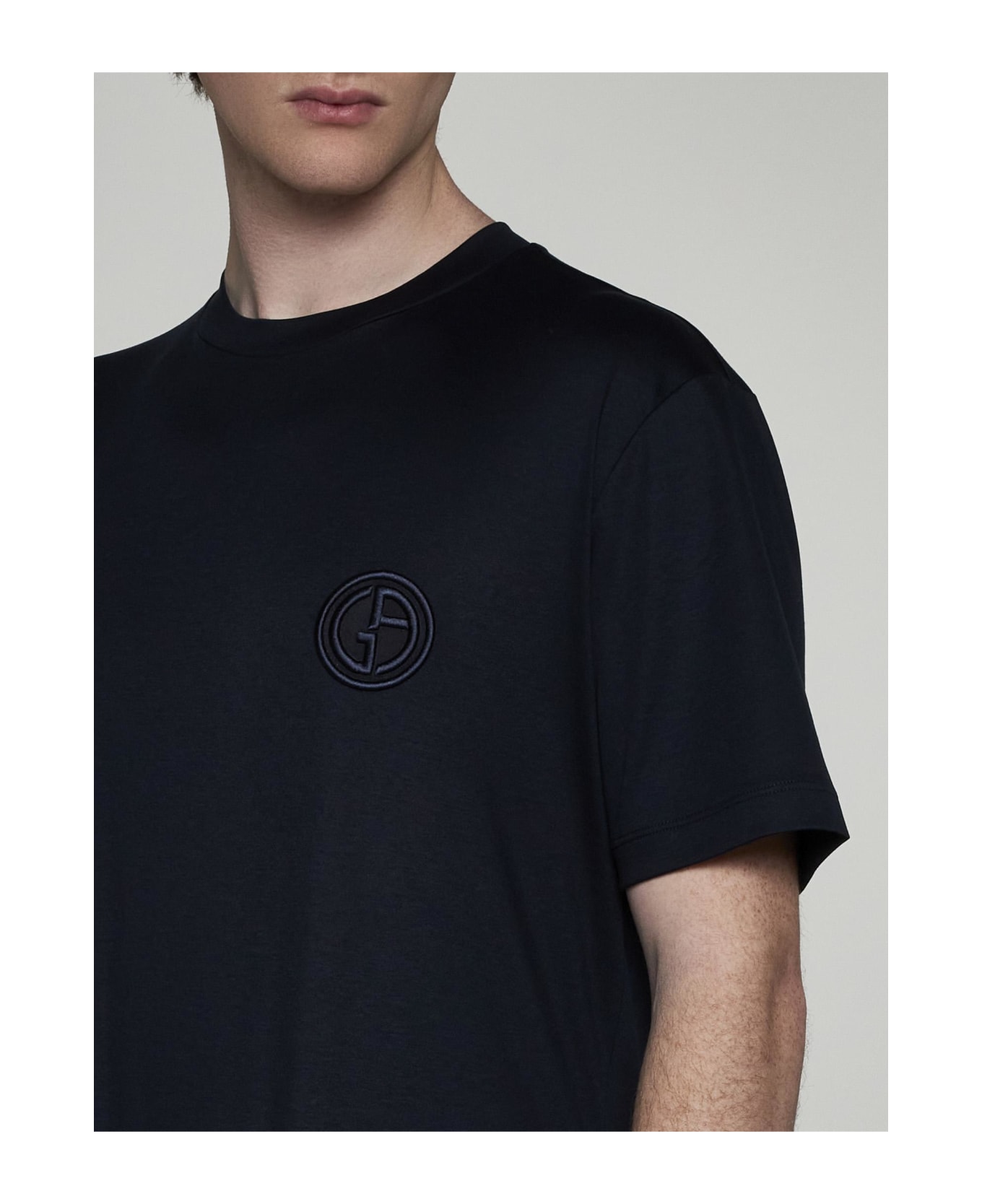 Giorgio Armani Logo Cotton T-shirt - Blu navy