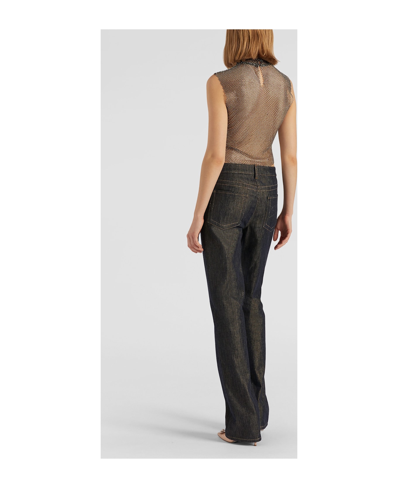 Genny Mesh Sleeveless Top - Black