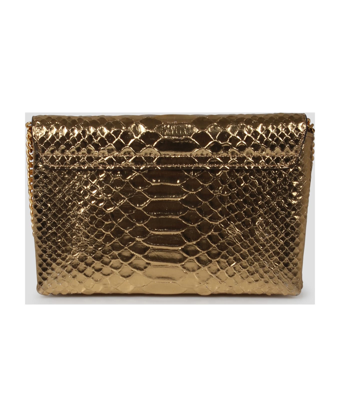 Tom Ford Laminated Stamped Python Leather Monarch Mini Bag - Metallic