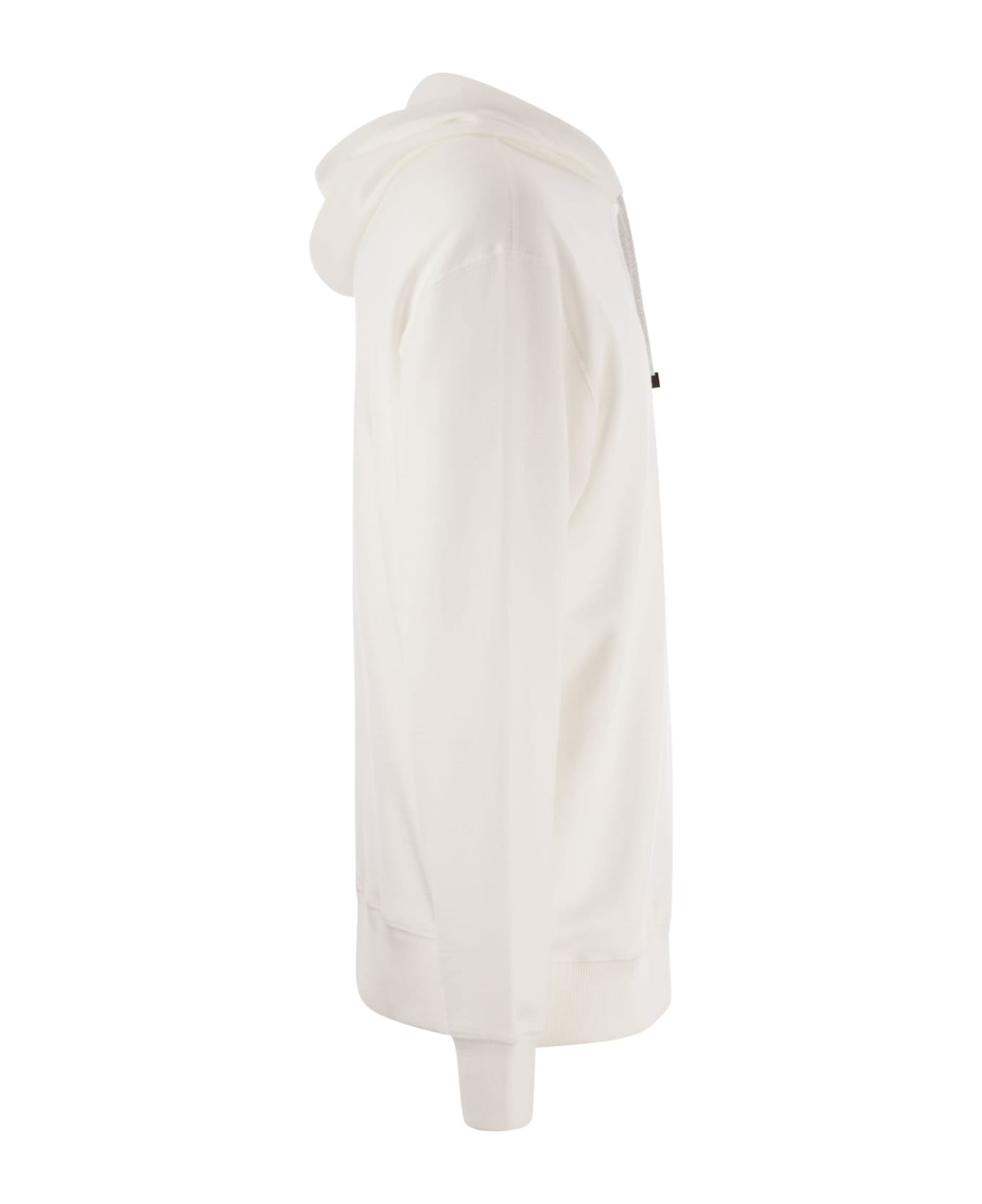 Brunello Cucinelli Cotton Fleece Hooded Topwear - White