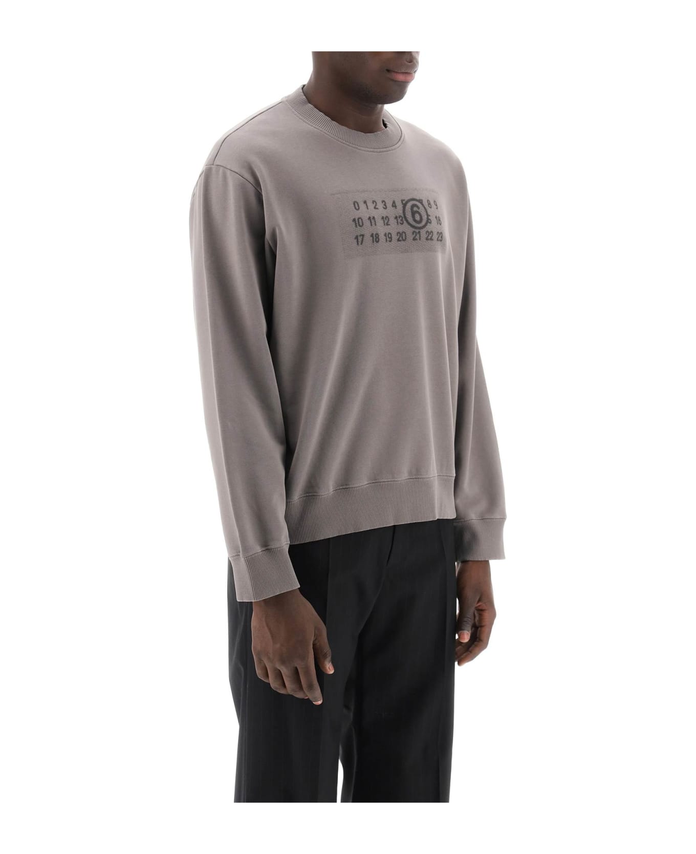 MM6 Maison Margiela Sweatshirt With Numeric Logo Print - TAUPE (Grey) フリース