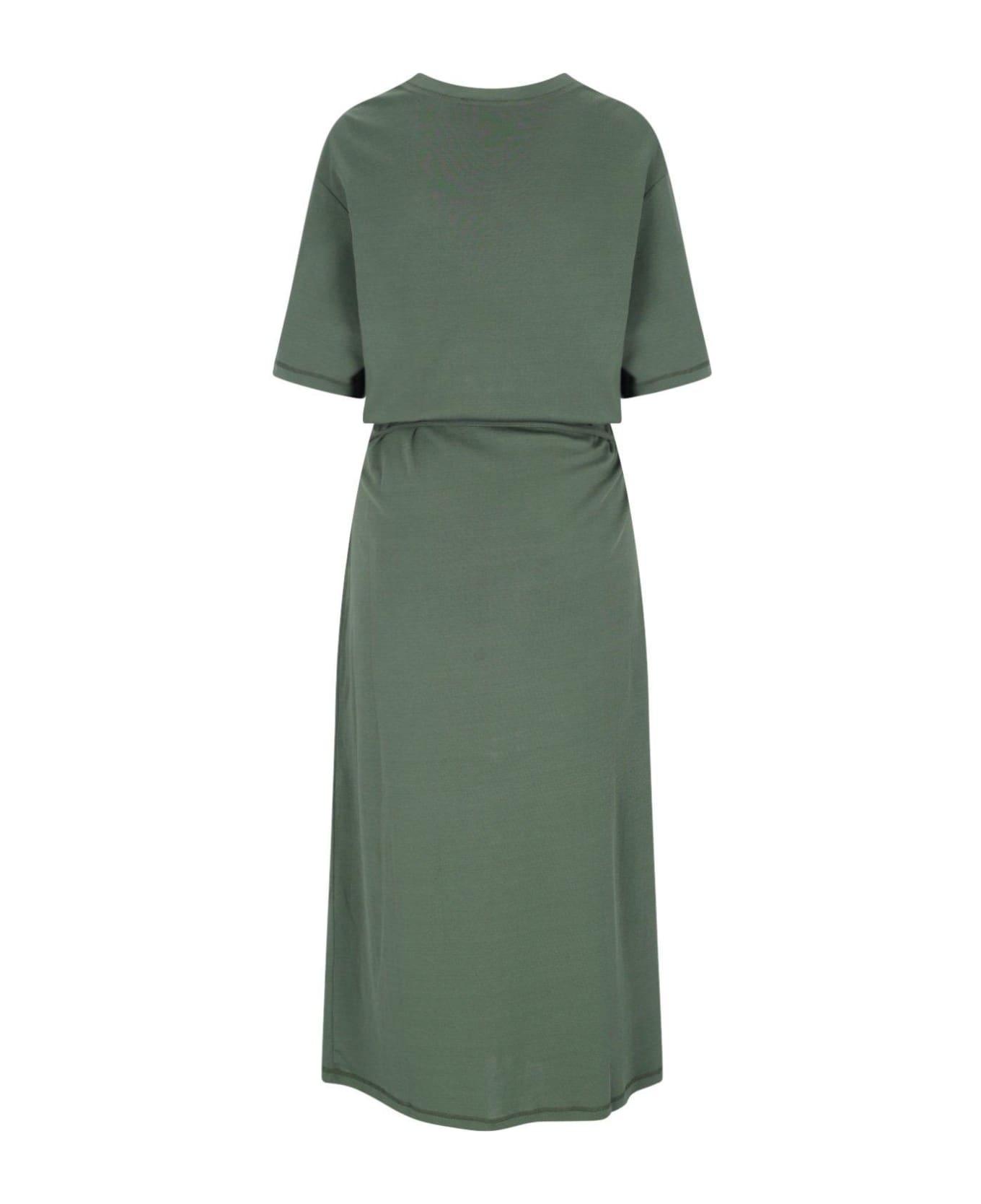Lemaire Cord Belt Dropped Shoulder Maxi Dress - Smoky Green