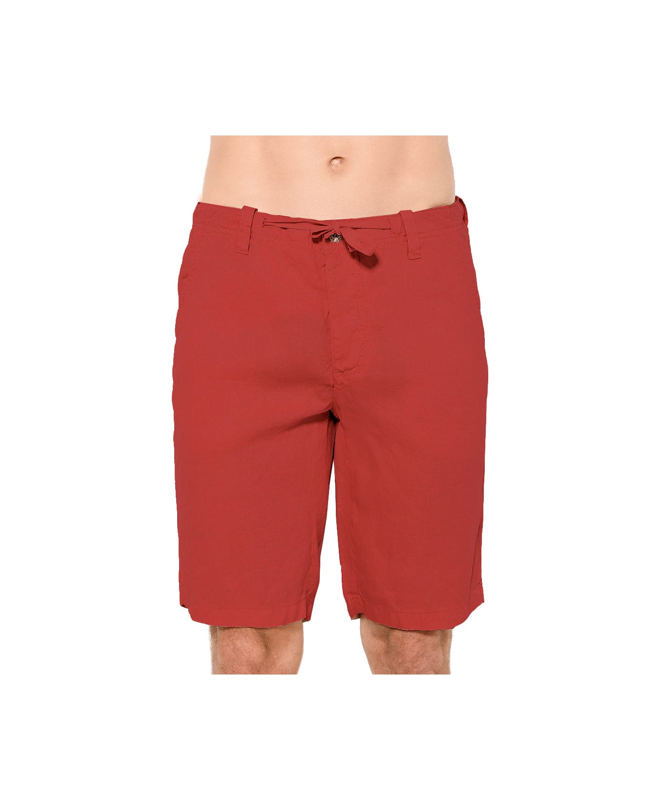 MC2 Saint Barth Linen Bermuda Red Shorts - RED